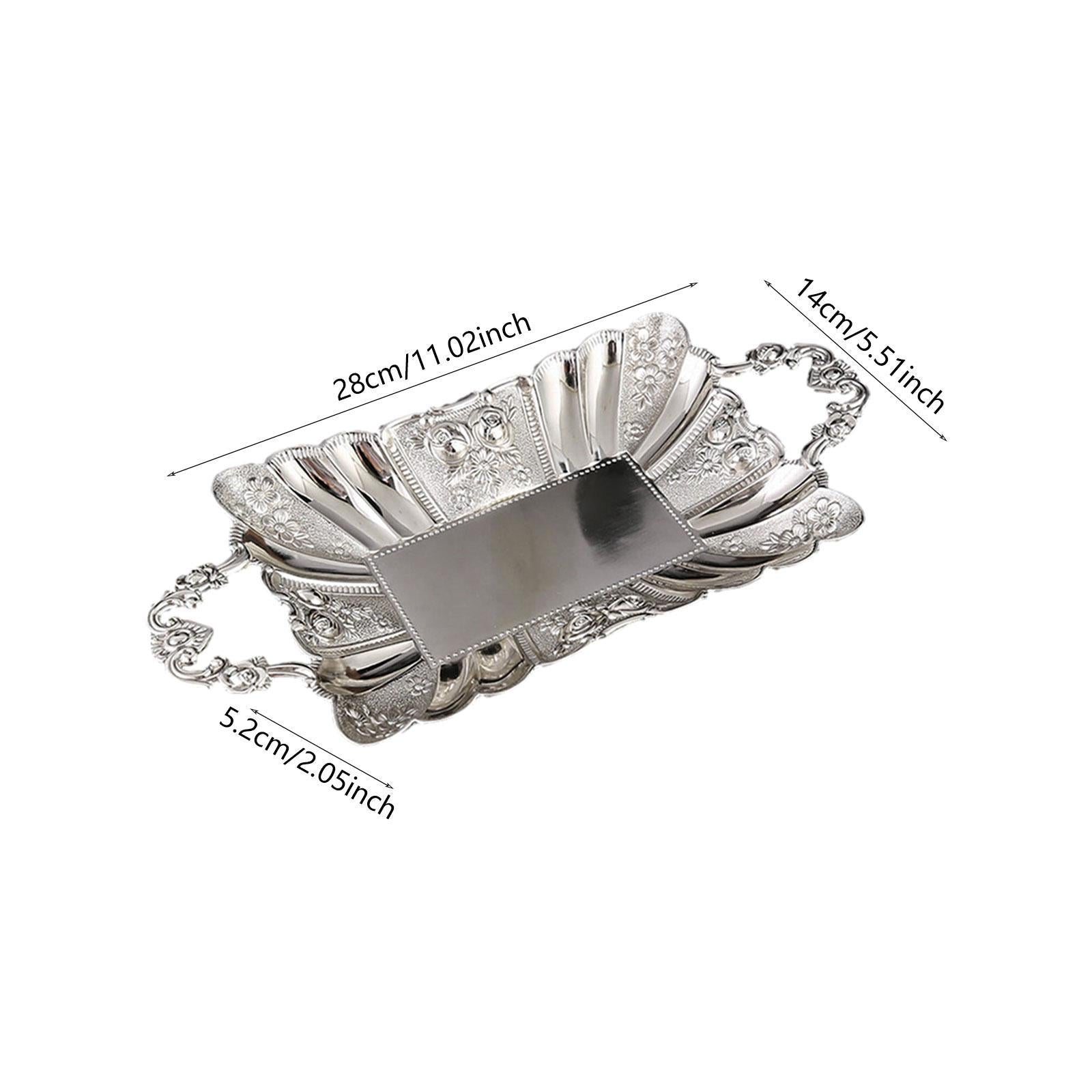 Serving Tray Multipurpose European Decor Fruit Plate for Kitchen Bar Desktop Silver