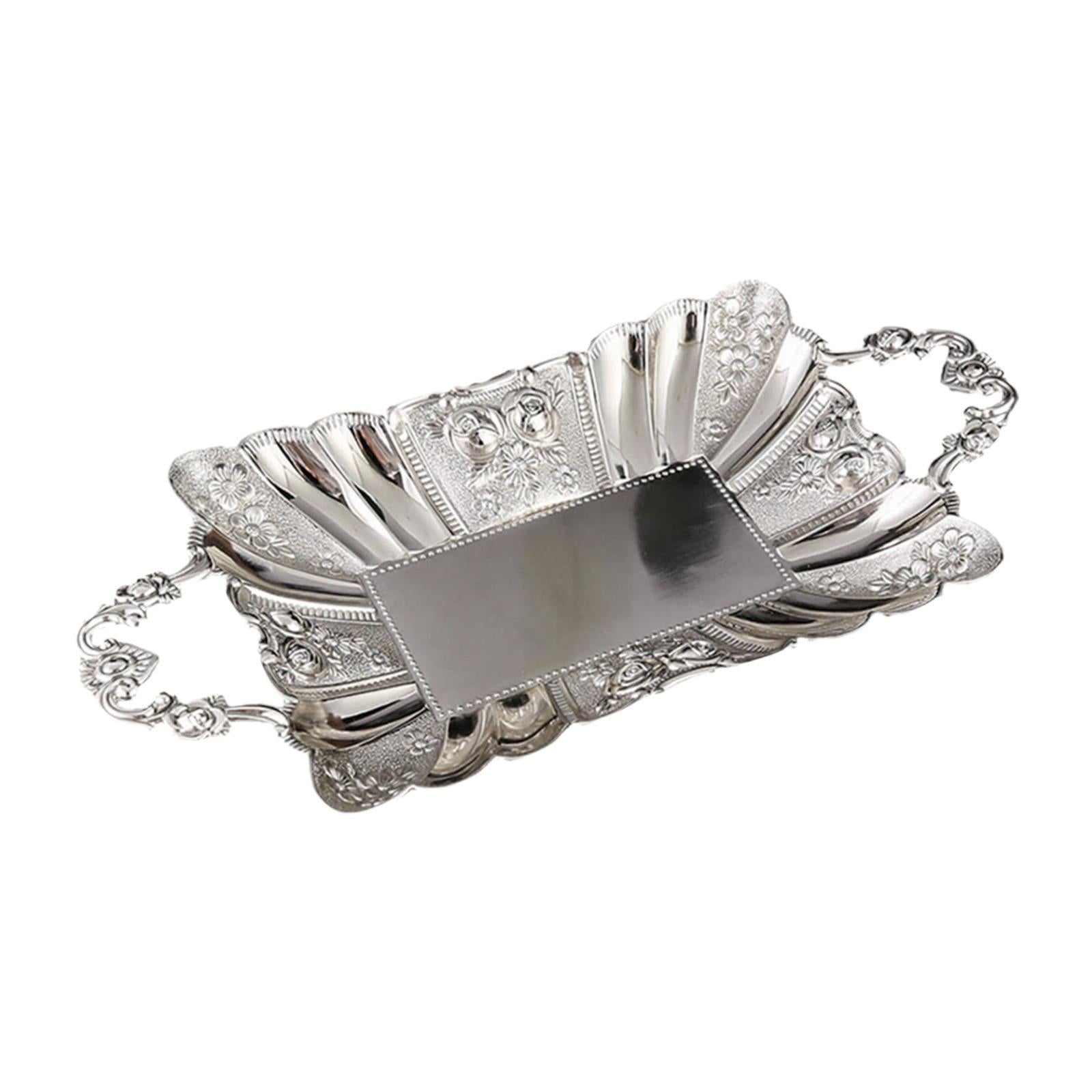 Serving Tray Multipurpose European Decor Fruit Plate for Kitchen Bar Desktop Silver
