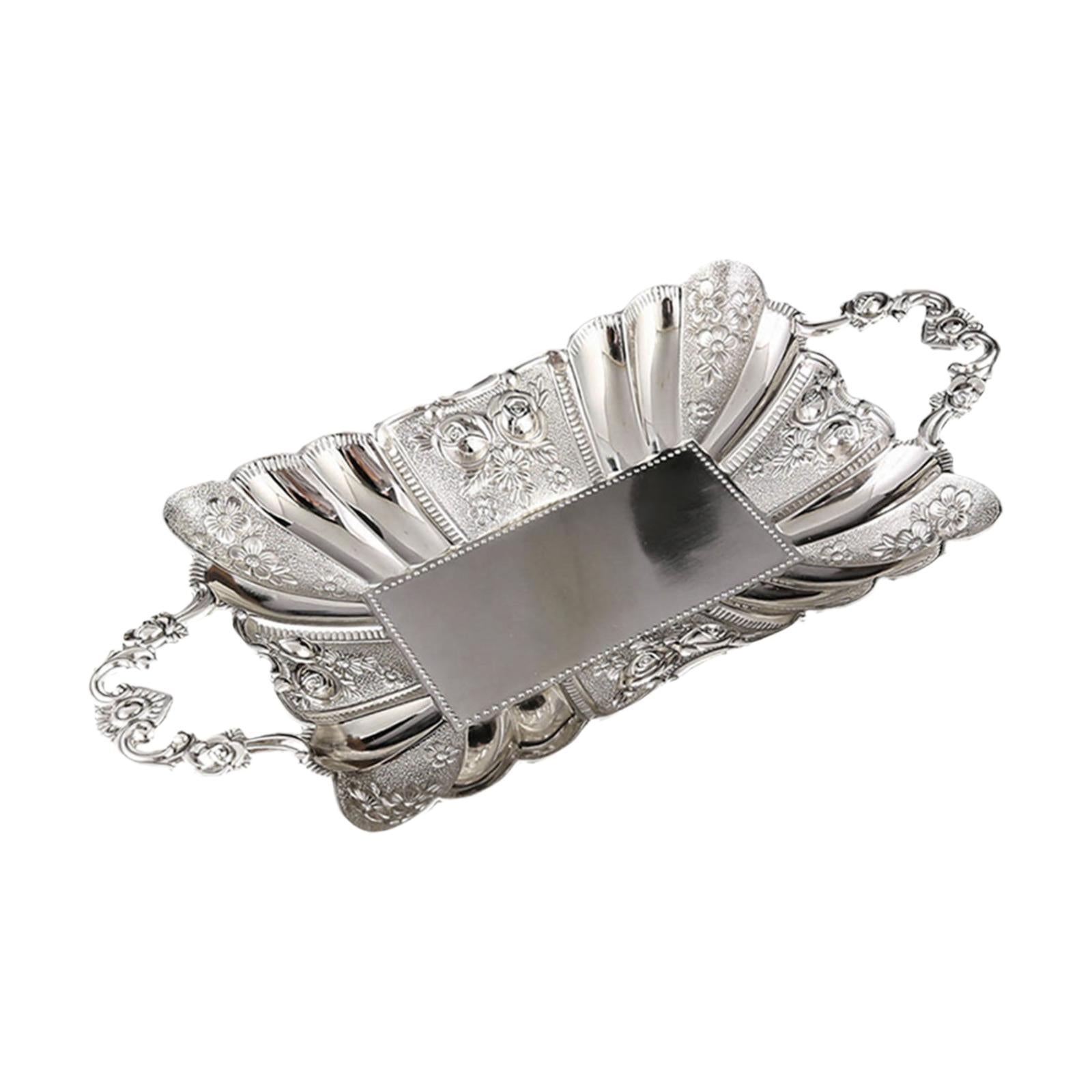 Serving Tray Multipurpose European Decor Fruit Plate for Kitchen Bar Desktop Silver