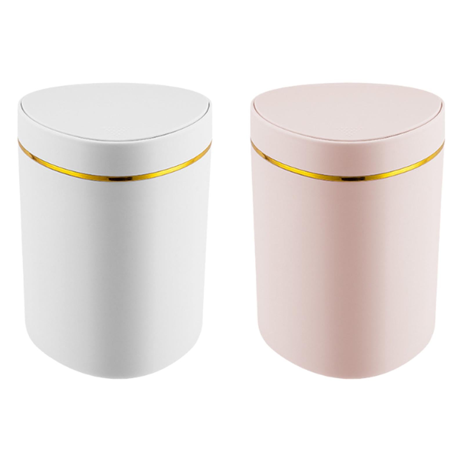Desktop Small Trash Can with Lid Compact Waste Basket for Dorm Bedroom Table White