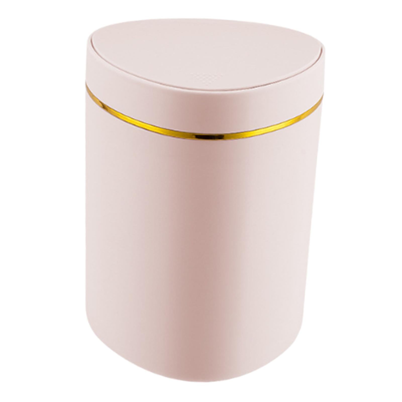 Desktop Small Trash Can with Lid Compact Waste Basket for Dorm Bedroom Table Pink