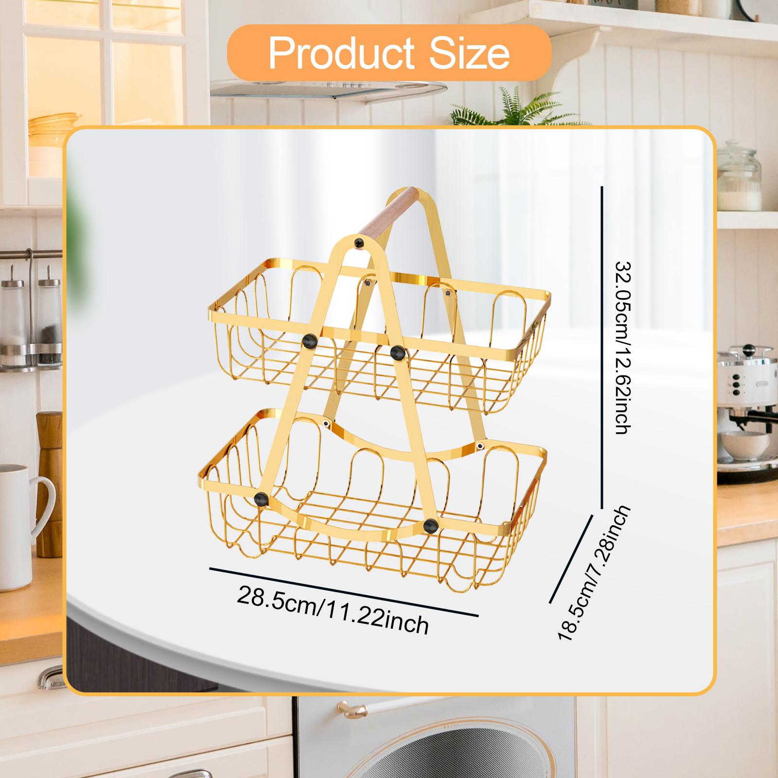 Kitchen Fruit Basket Vegetable Basket Bowl for Dining Room Home Decor Pantry Gold