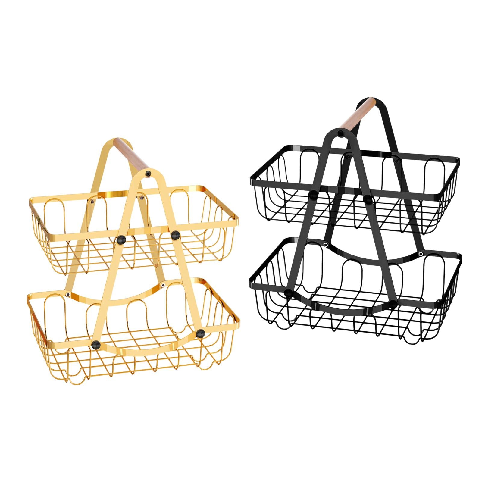 Kitchen Fruit Basket Vegetable Basket Bowl for Dining Room Home Decor Pantry Gold