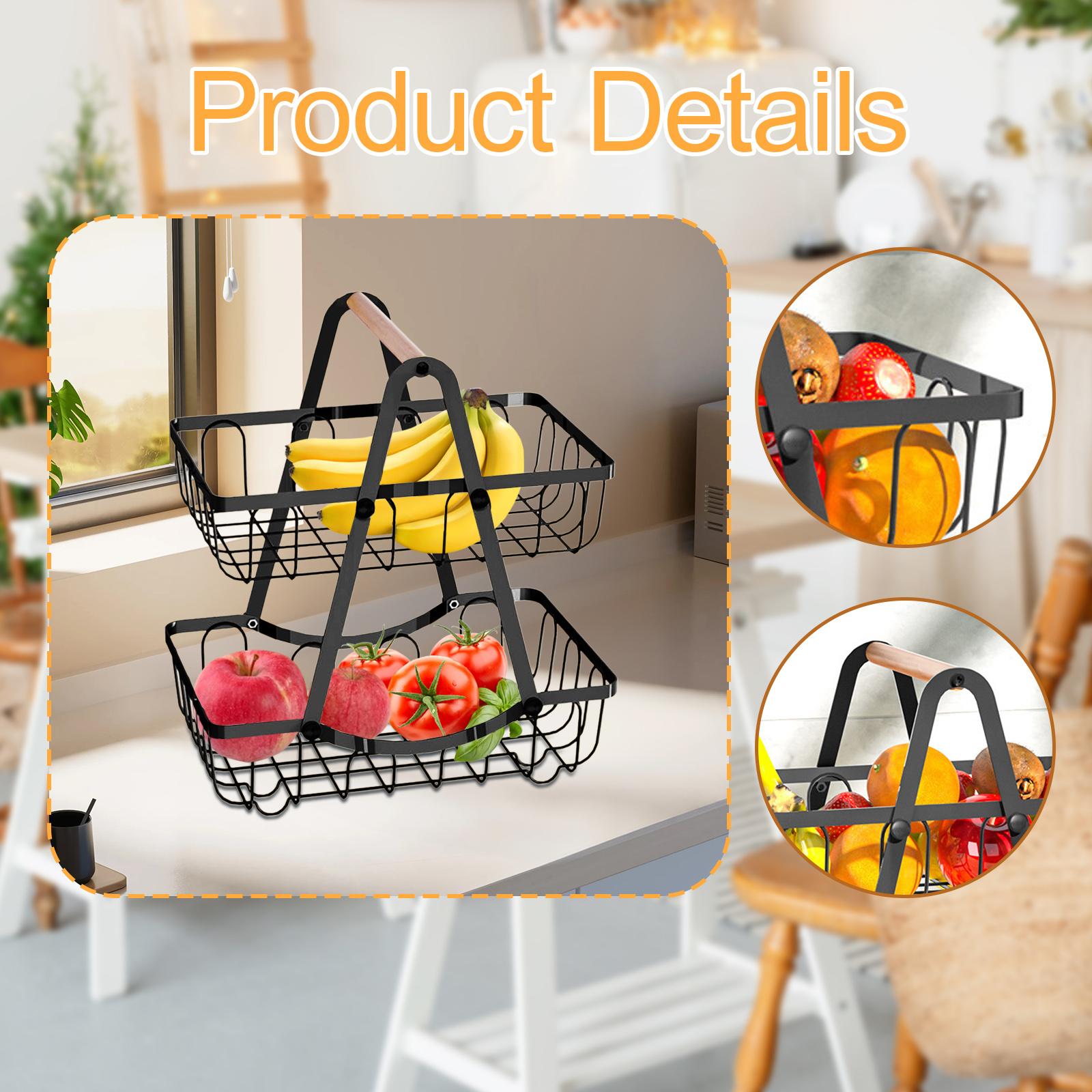 Kitchen Fruit Basket Vegetable Basket Bowl for Dining Room Home Decor Pantry Black
