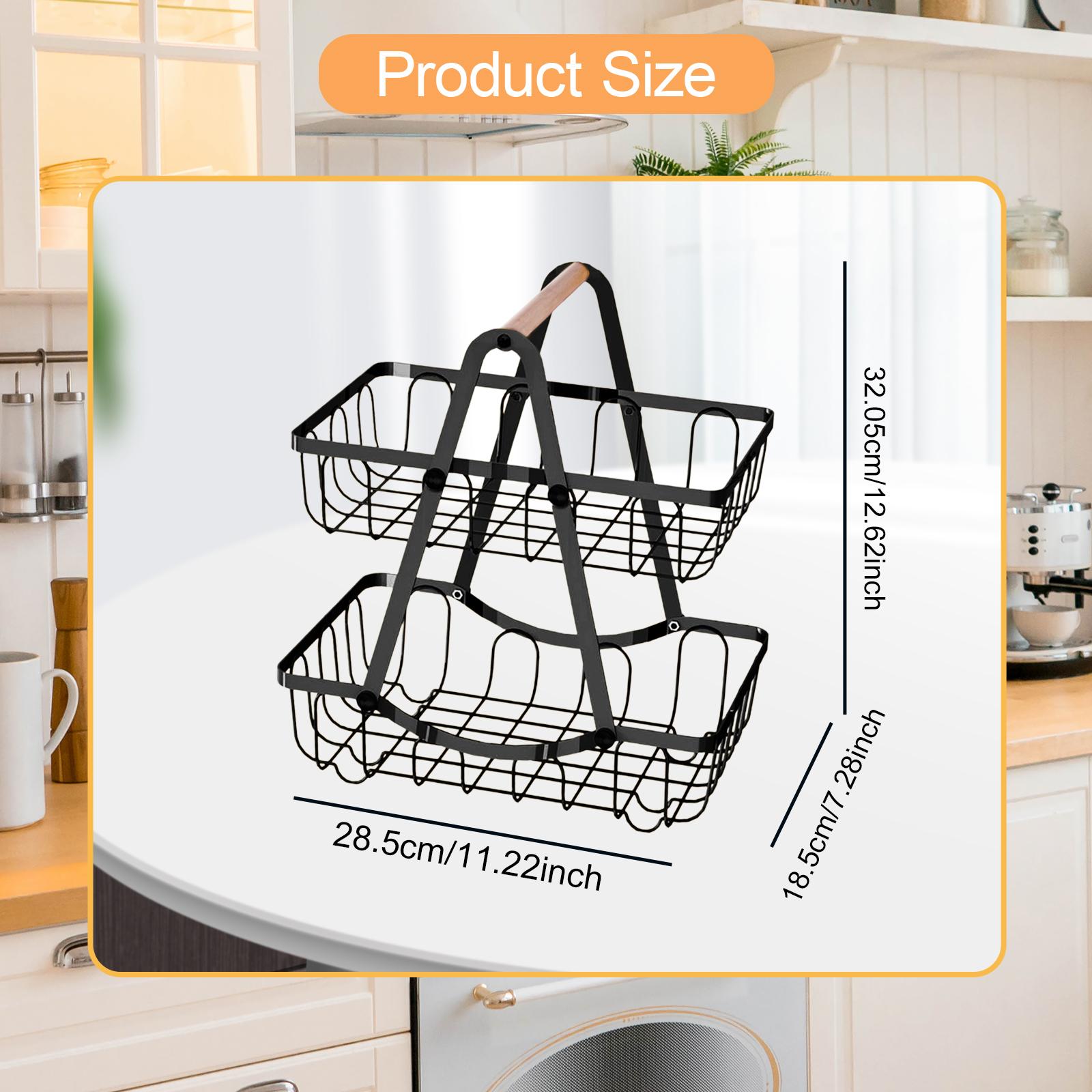 Kitchen Fruit Basket Vegetable Basket Bowl for Dining Room Home Decor Pantry Black