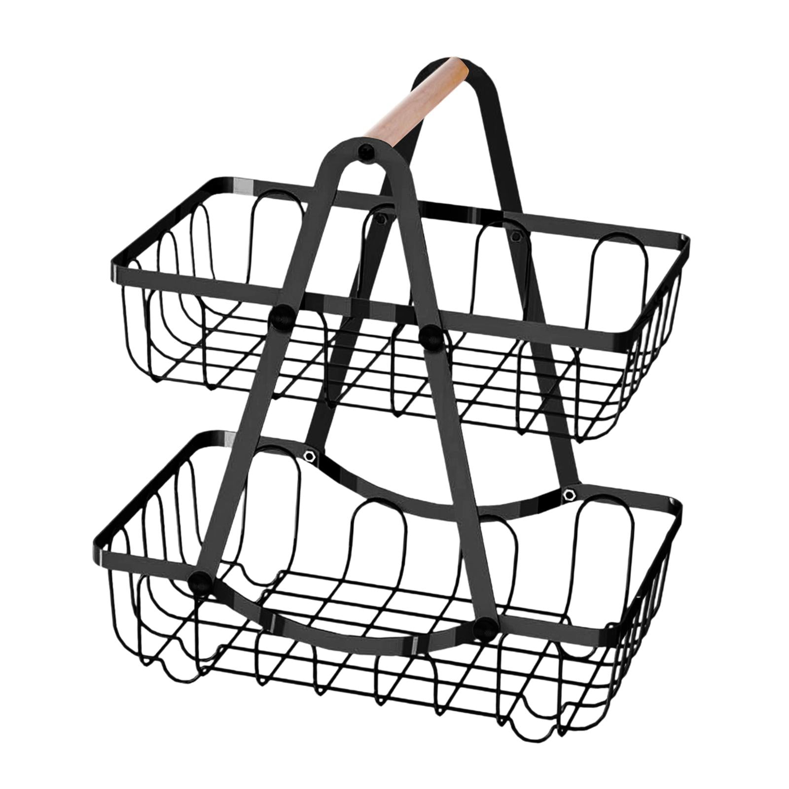 Kitchen Fruit Basket Vegetable Basket Bowl for Dining Room Home Decor Pantry Black