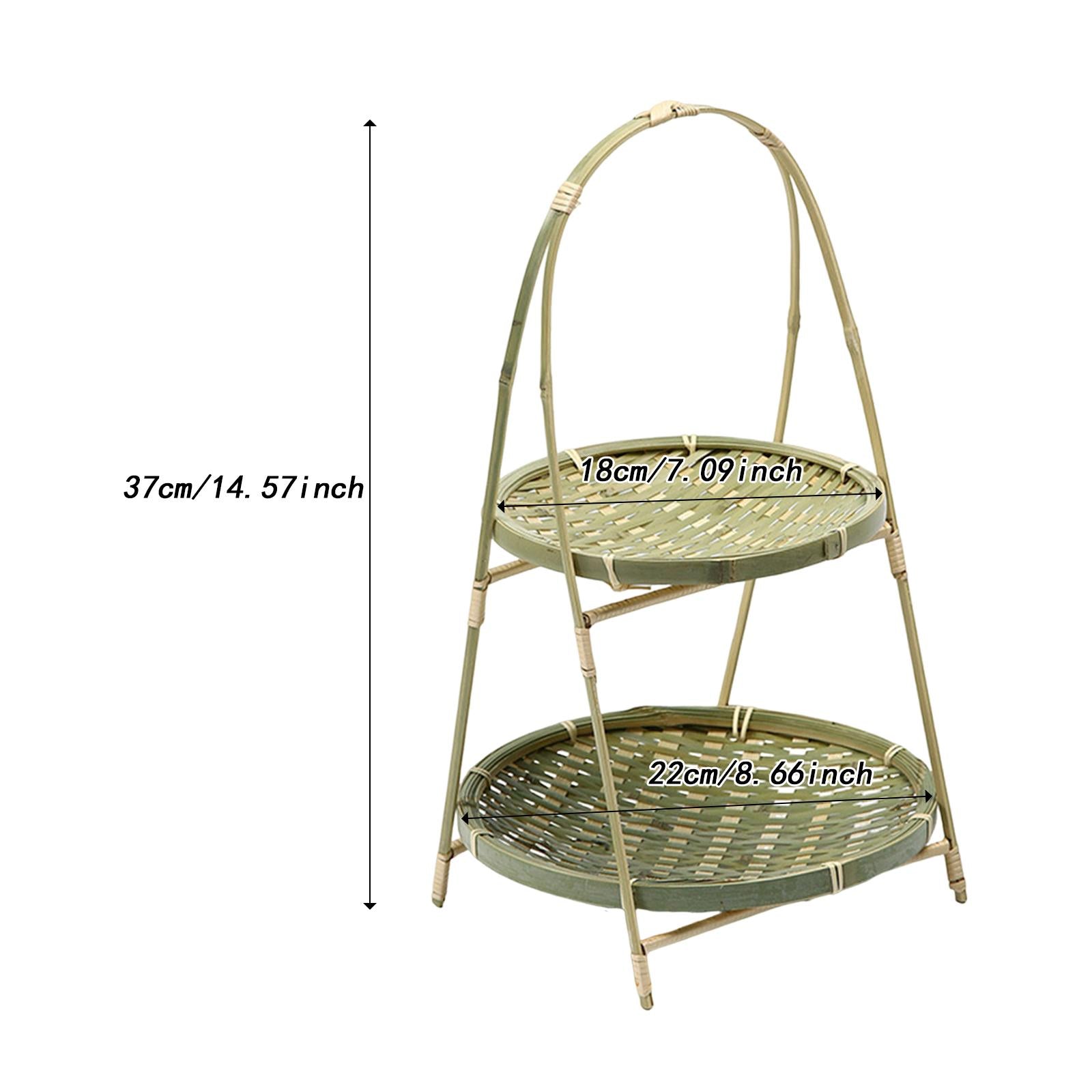 Bamboo Woven Basket Portable Snack Bread Basket for Camping Party Restaurant Style B