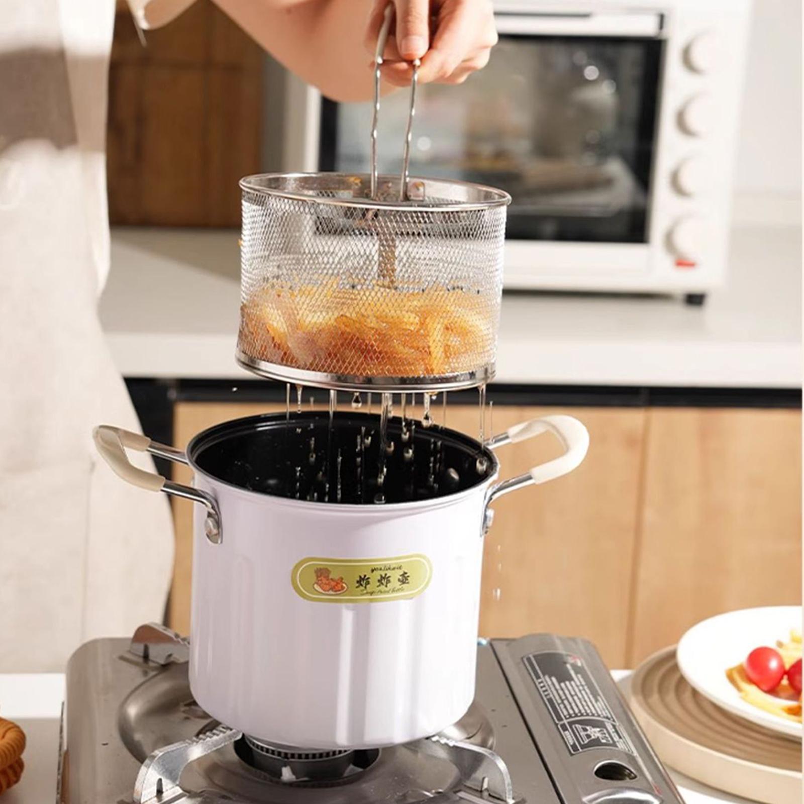 Deep Fryer Pot Portable Oil Strainer Basket for Cooking Baking Fried Chicken