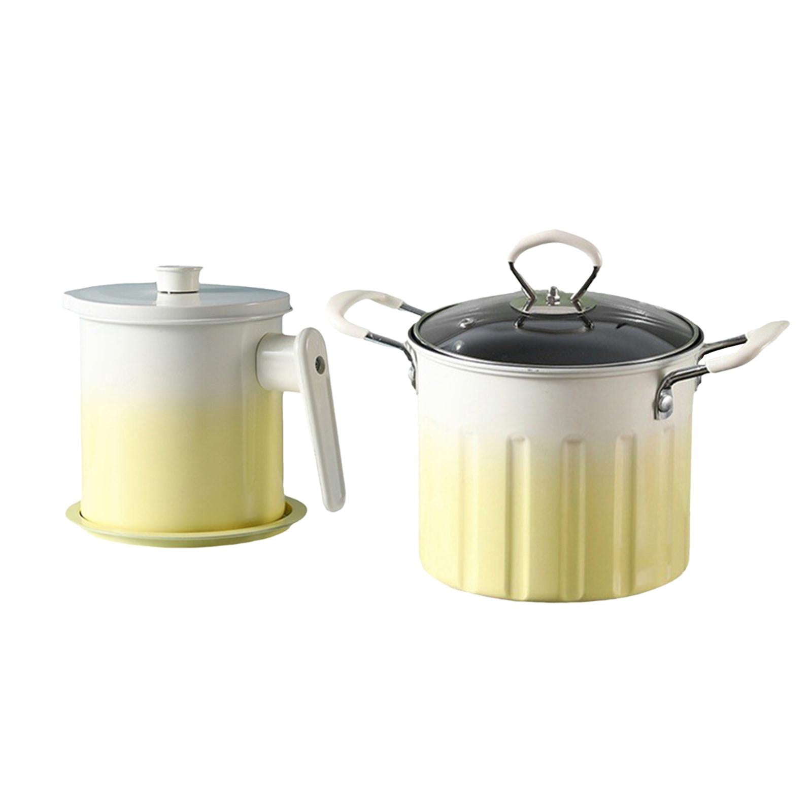 Deep Frying Pot Multifunction French Fries Pot for Chips Onion Rings Cooking White Yellow