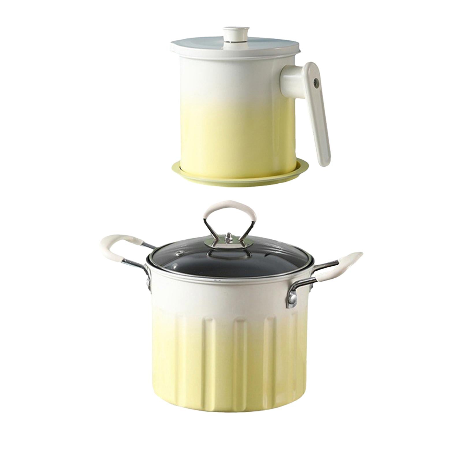Deep Frying Pot Multifunction French Fries Pot for Chips Onion Rings Cooking White Yellow
