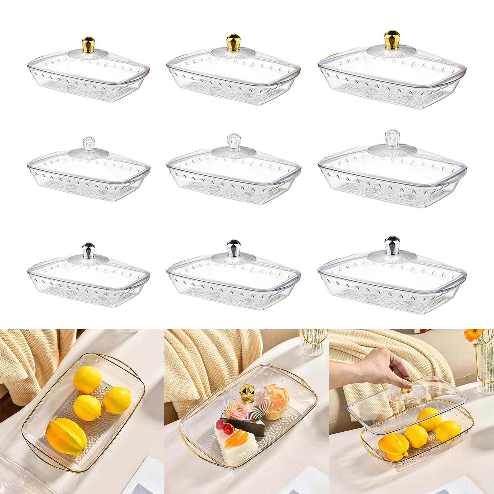 Serving Tray with Lid Makeup Fruit Bowl for Celebrations Anniversary Wedding Gold and S
