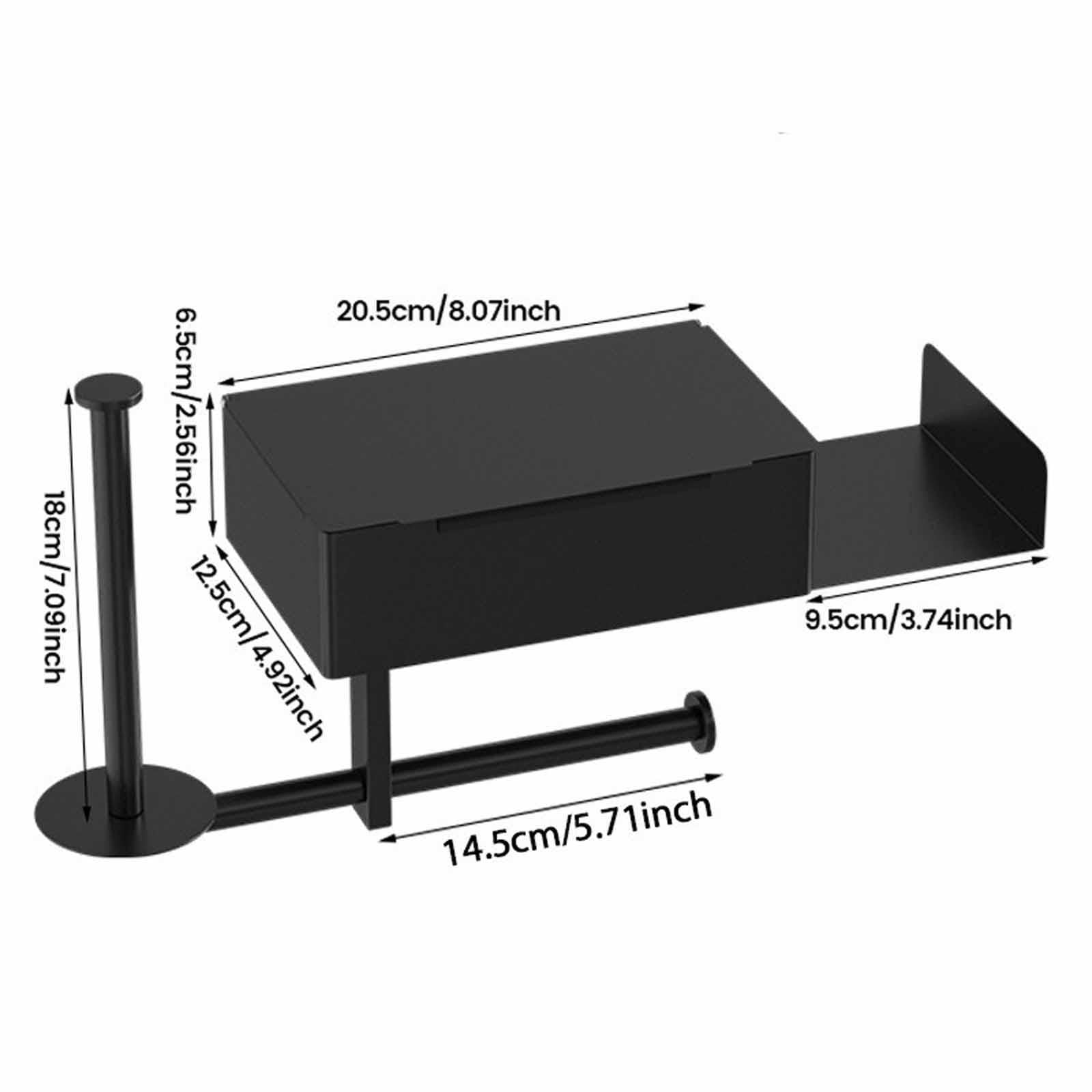 Toilet Paper Holder Storage Wall Mounted Sturdy Tissue Holder for Hotel Home Black