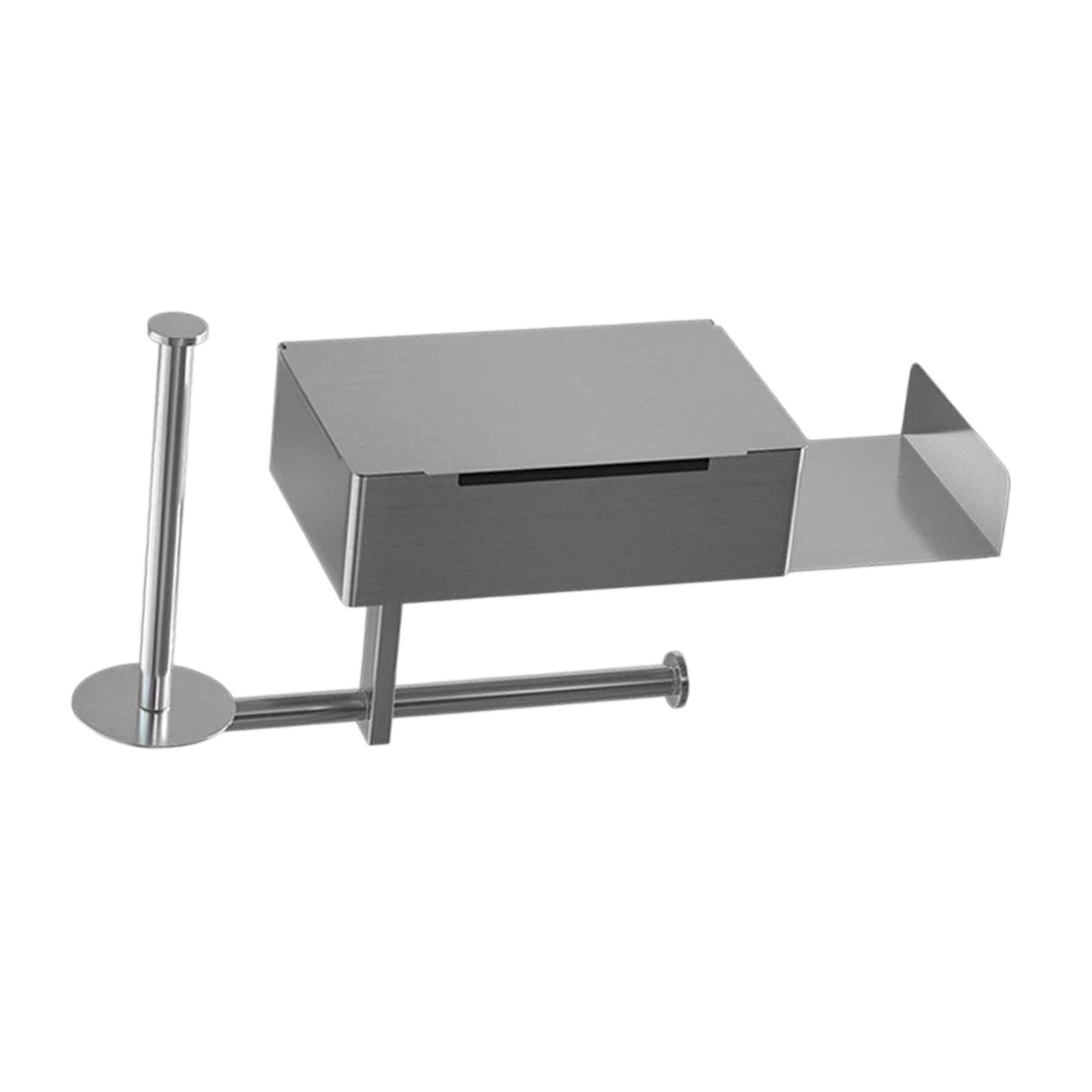 Toilet Paper Holder Storage Wall Mounted Sturdy Tissue Holder for Hotel Home Silver