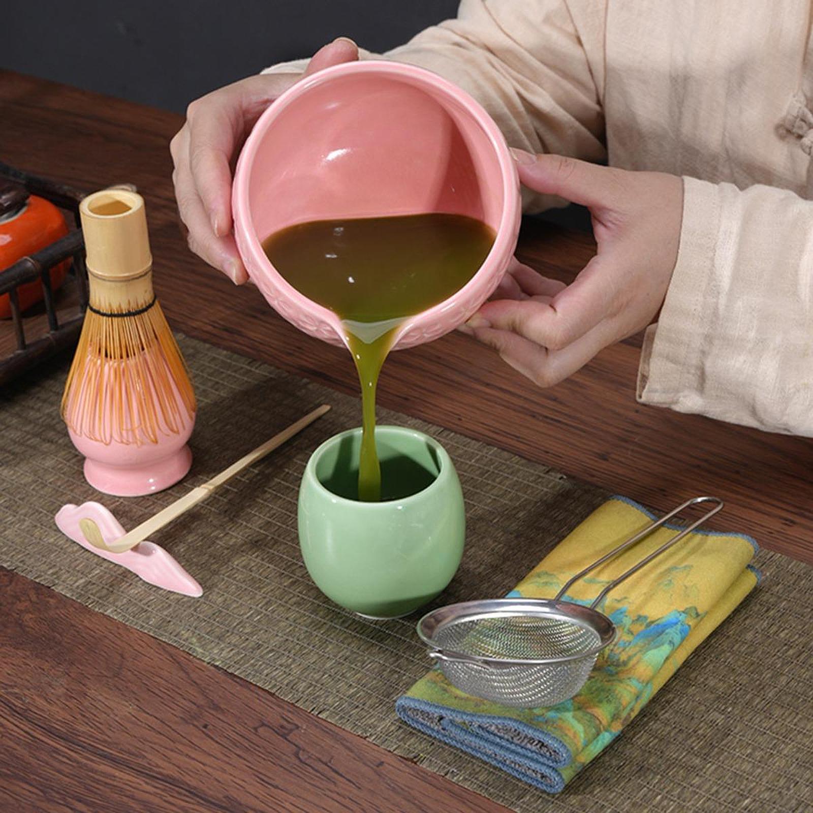 Ceramic Matcha Bowl 560ml Matcha Mixing Bowl for Japanese Matcha Preparation pink
