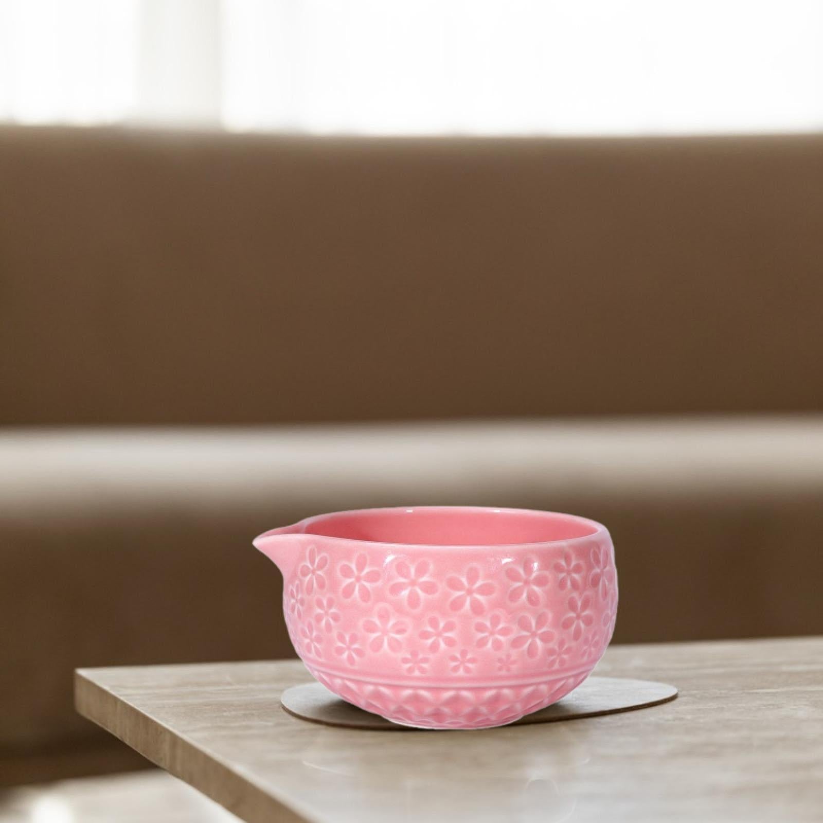 Ceramic Matcha Bowl 560ml Matcha Mixing Bowl for Japanese Matcha Preparation pink