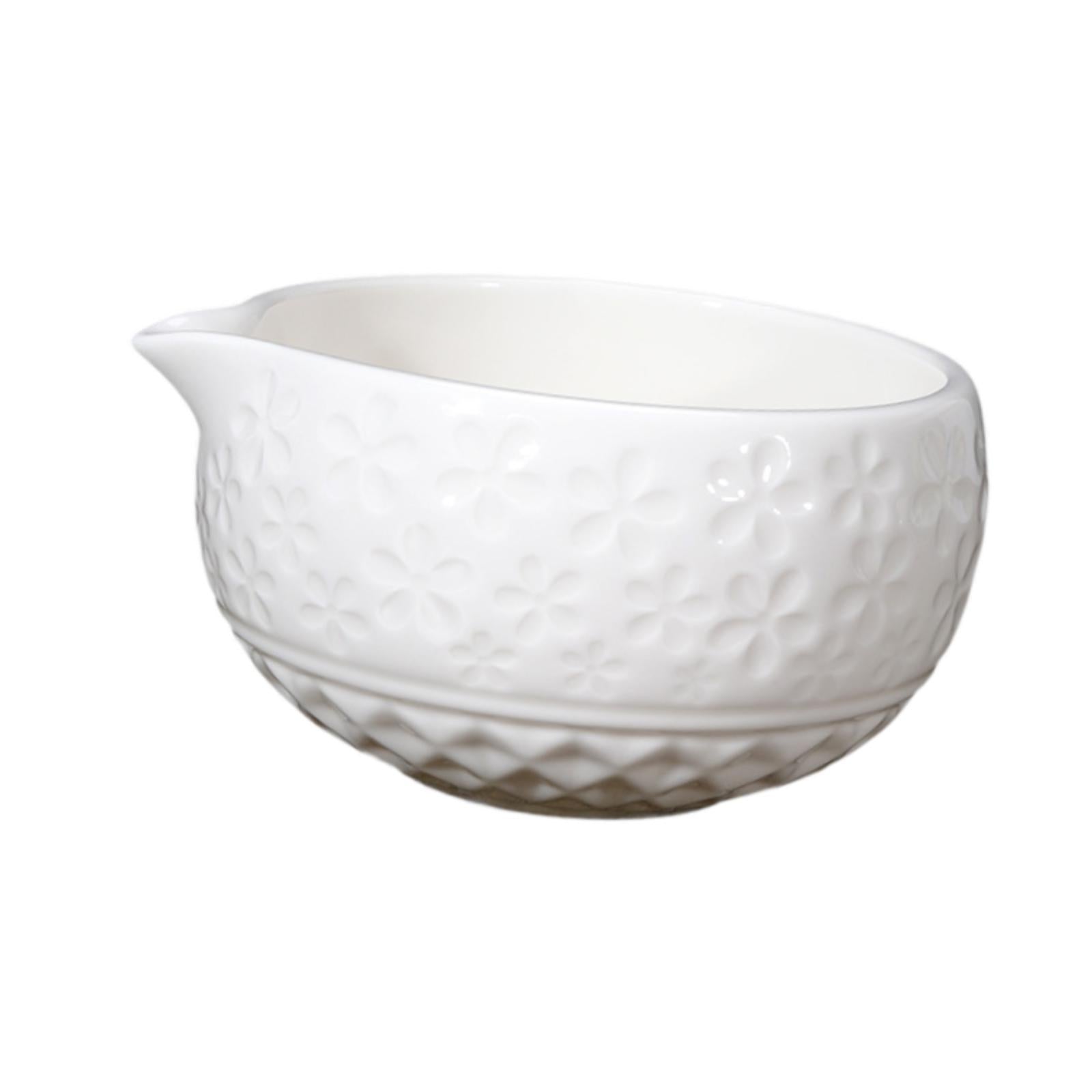 Ceramic Matcha Bowl 560ml Matcha Mixing Bowl for Japanese Matcha Preparation white