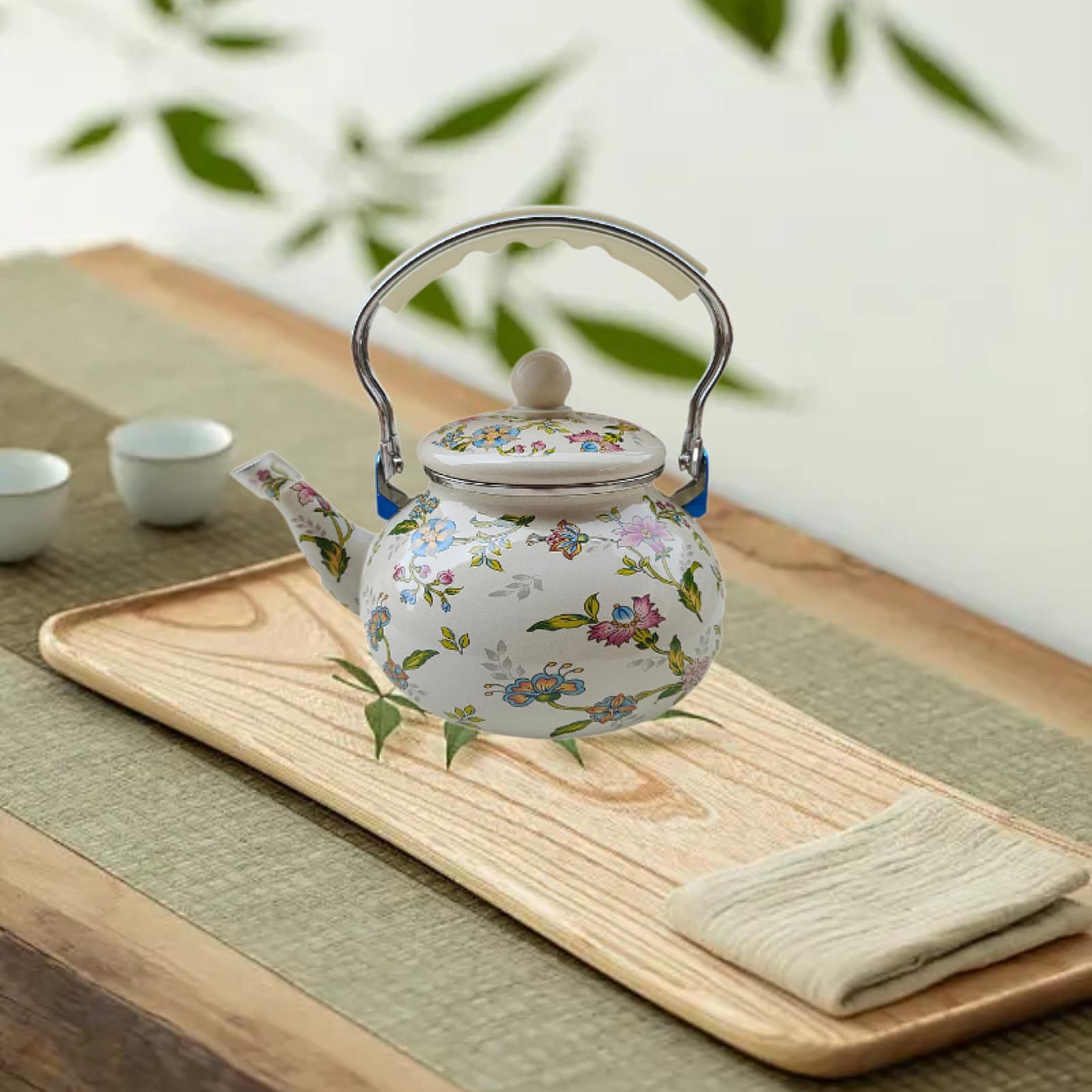 Enamel Tea Kettle Classic Design 2.5L Teakettle for Picnic Housewarming Home