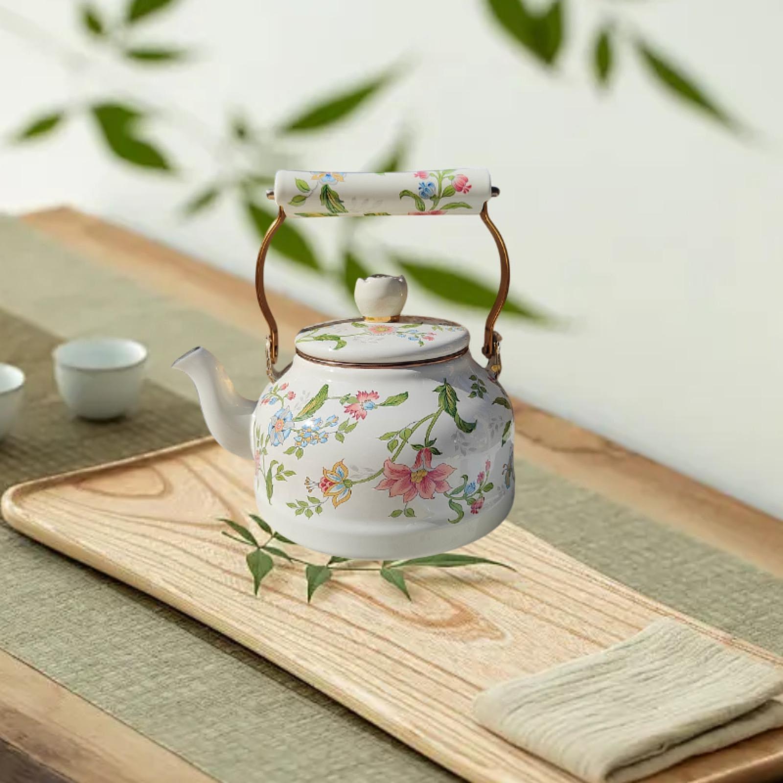 Enamel Tea Kettle 2.5L Tea Lovers Gift Teakettle for Household Outdoor Hotel