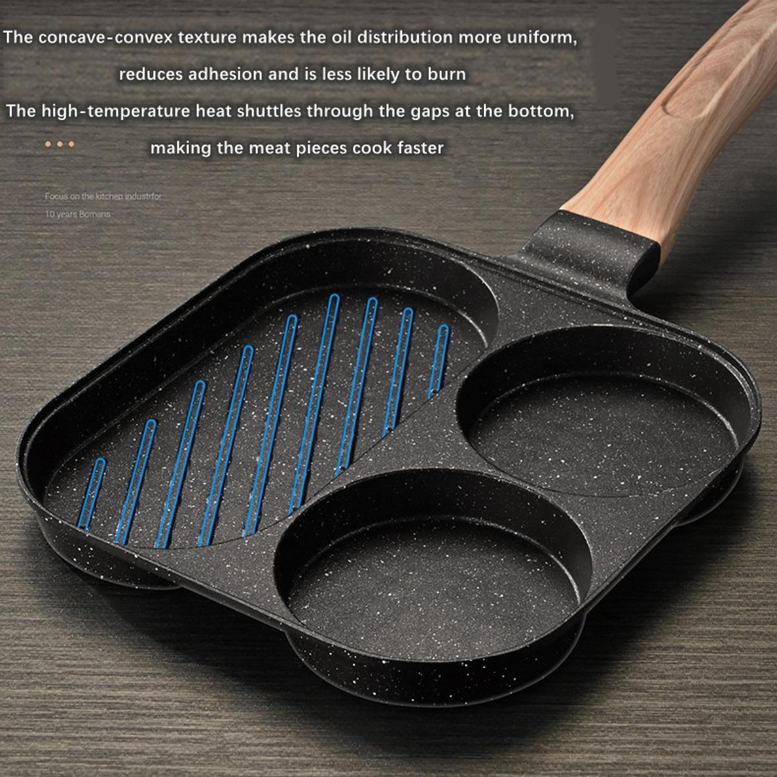Breakfast Pan Cookware Multipurpose Divided Grill Pan for Frying Sausages Egg Black