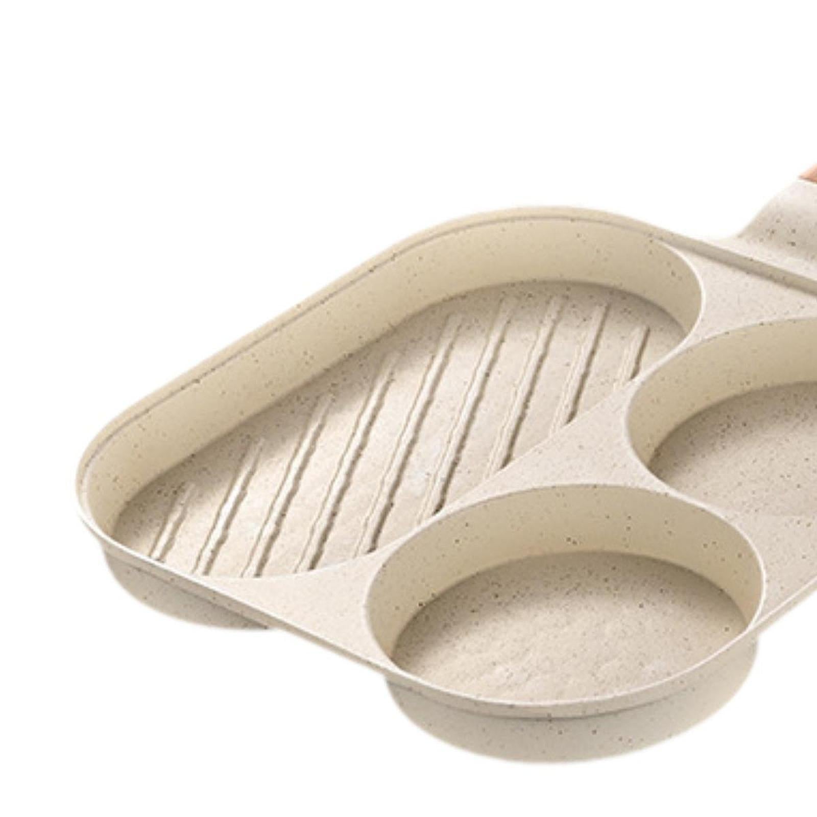 Breakfast Pan Cookware Multipurpose Divided Grill Pan for Frying Sausages Egg Beige