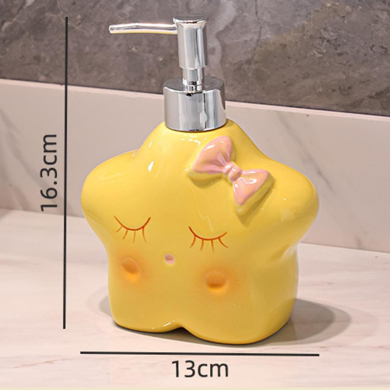 Ceramic Soap Dispenser Reusable Soap Container for Restaurant Vanity Shampoo star 13x16.3cm