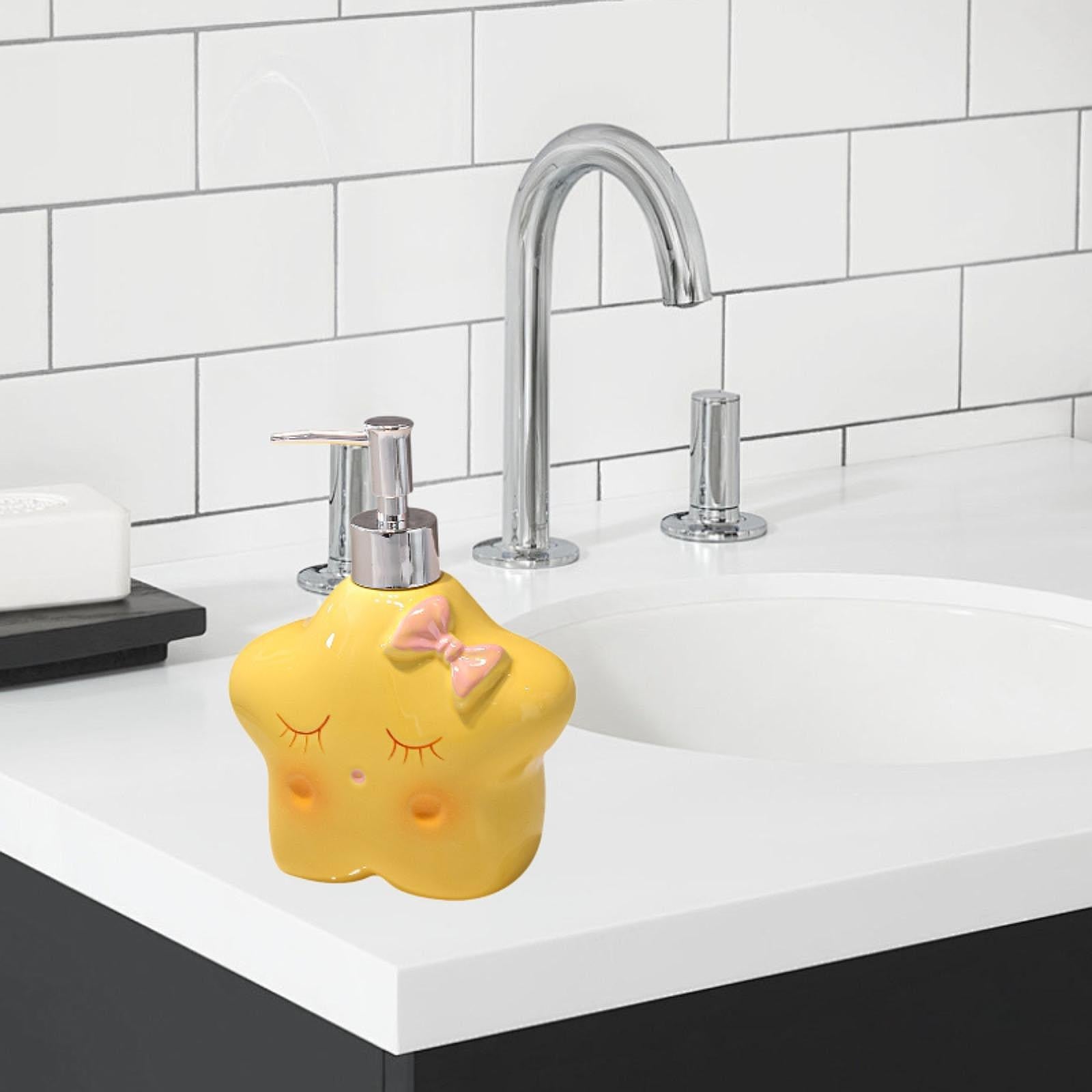 Ceramic Soap Dispenser Reusable Soap Container for Restaurant Vanity Shampoo star 13x16.3cm