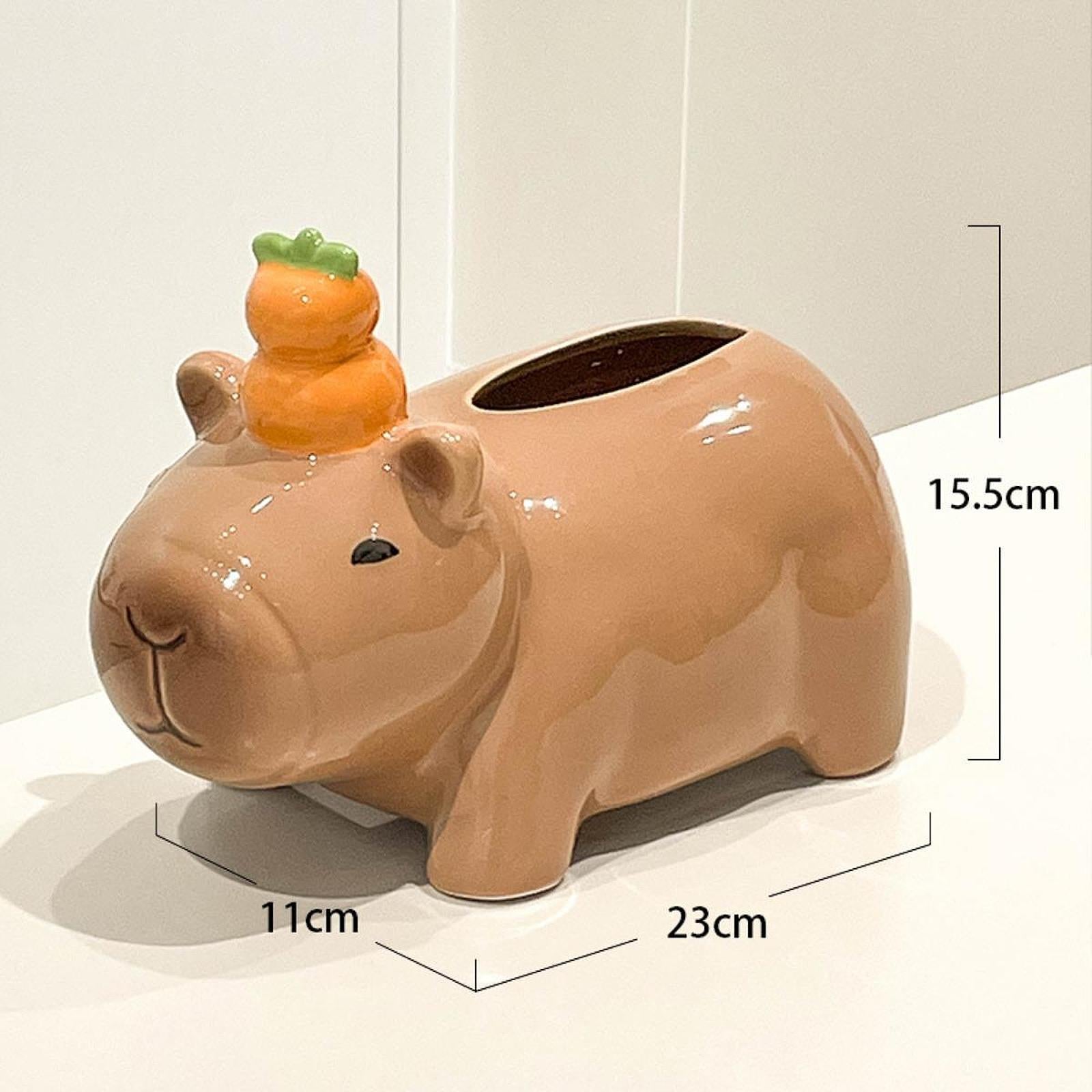 Cute Ceramic Capybara Shaped Tissue Box for Kitchen Countertop Bedside Table Climbing