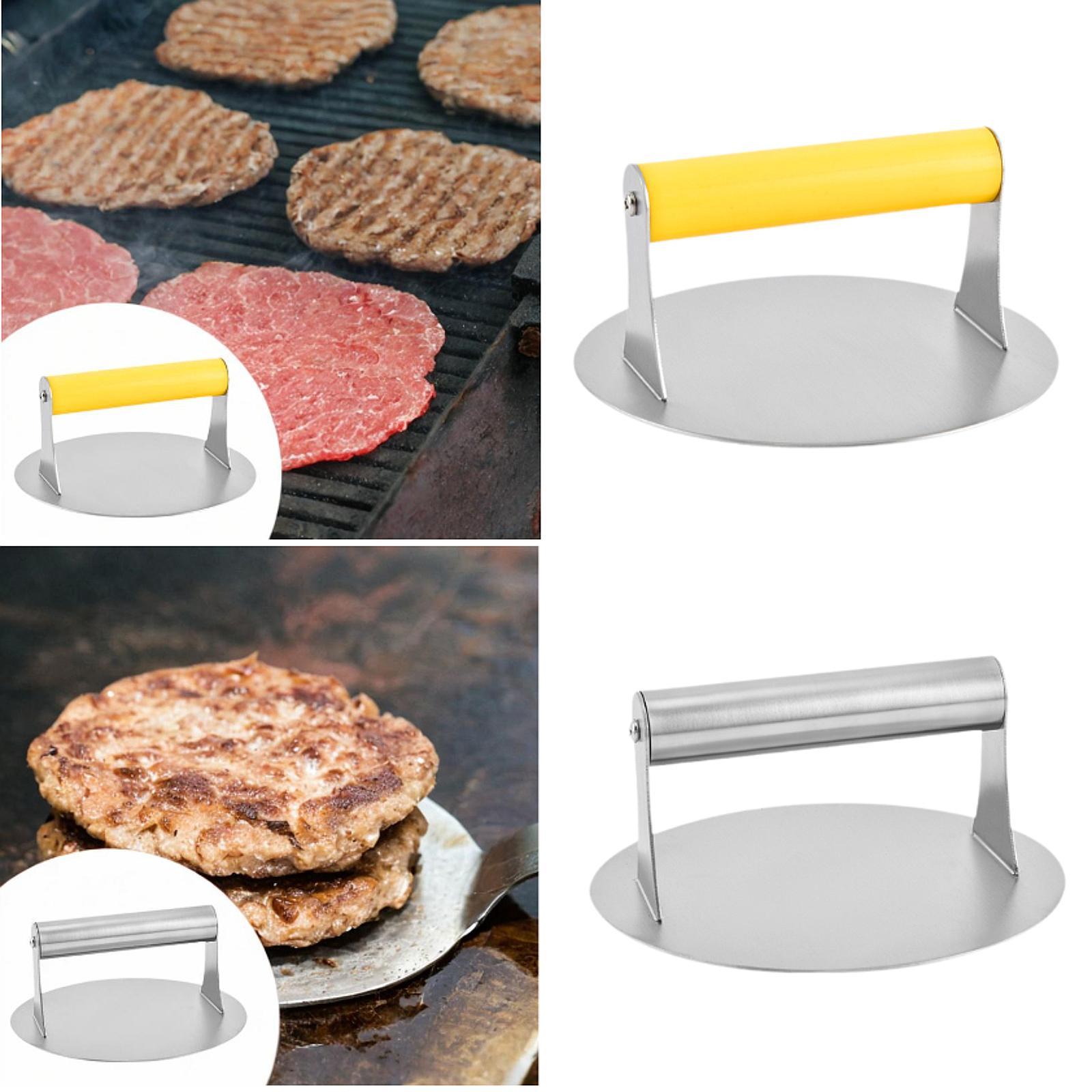 Hamburger Press Kitchen Utensil Burger Smasher for Griddle Grilling Sandwich yellow handle
