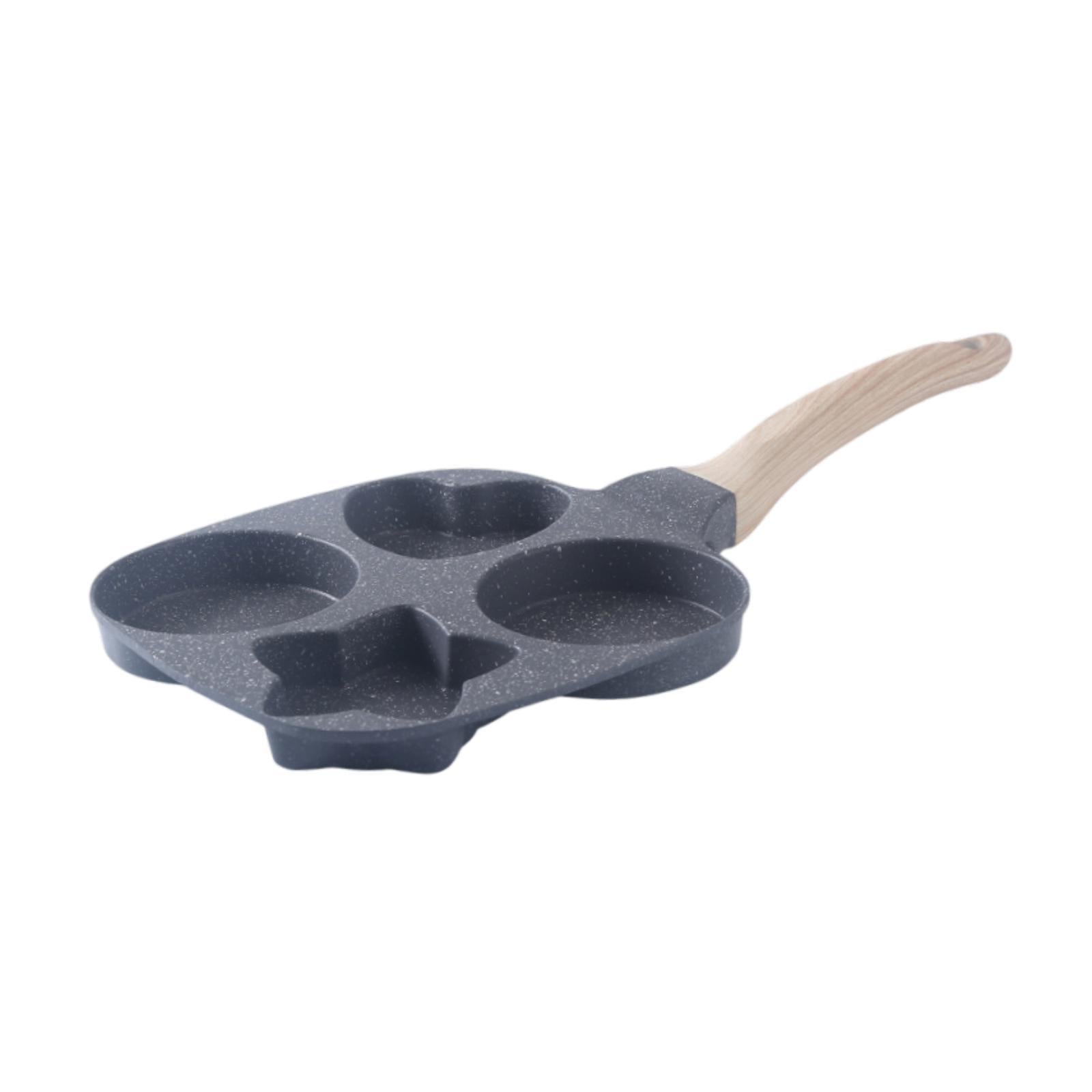 4-cup Egg Pan Aluminium Alloy Egg Cooker Egg Frying Pan for Meat Burgers Ham Grey