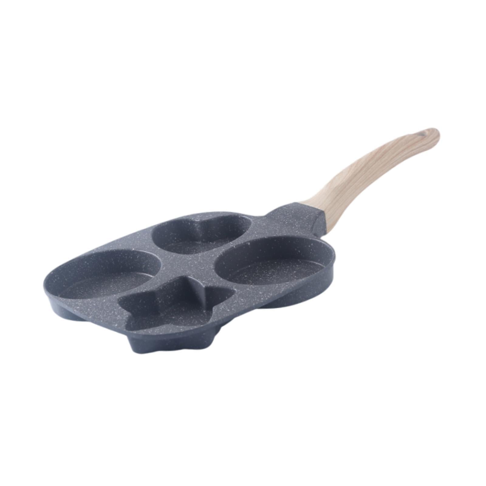 4-cup Egg Pan Aluminium Alloy Egg Cooker Egg Frying Pan for Meat Burgers Ham Grey