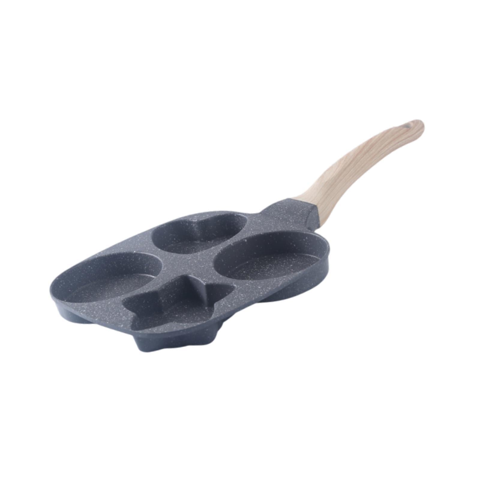 4-cup Egg Pan Aluminium Alloy Egg Cooker Egg Frying Pan for Meat Burgers Ham Grey