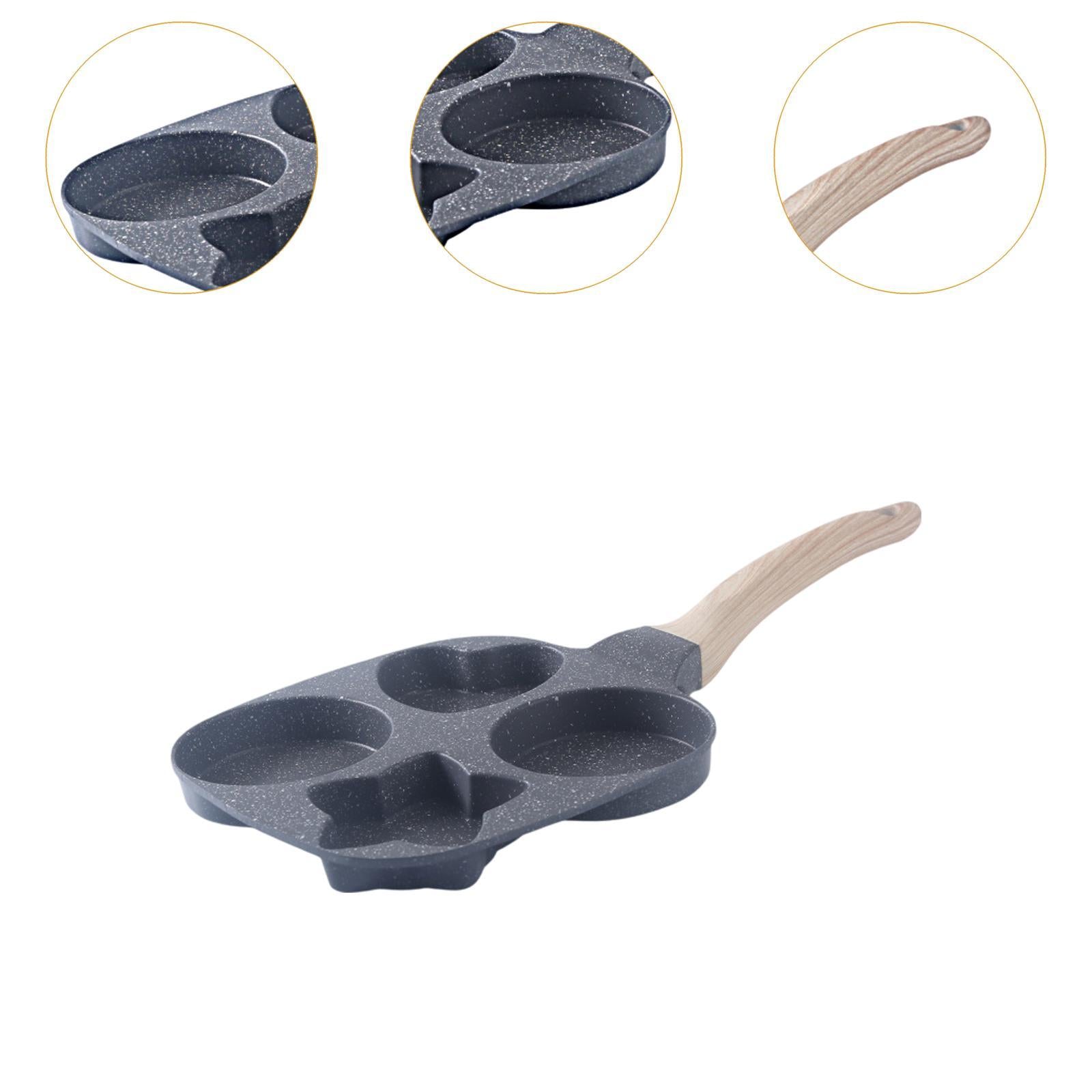 4-cup Egg Pan Aluminium Alloy Egg Cooker Egg Frying Pan for Meat Burgers Ham Grey