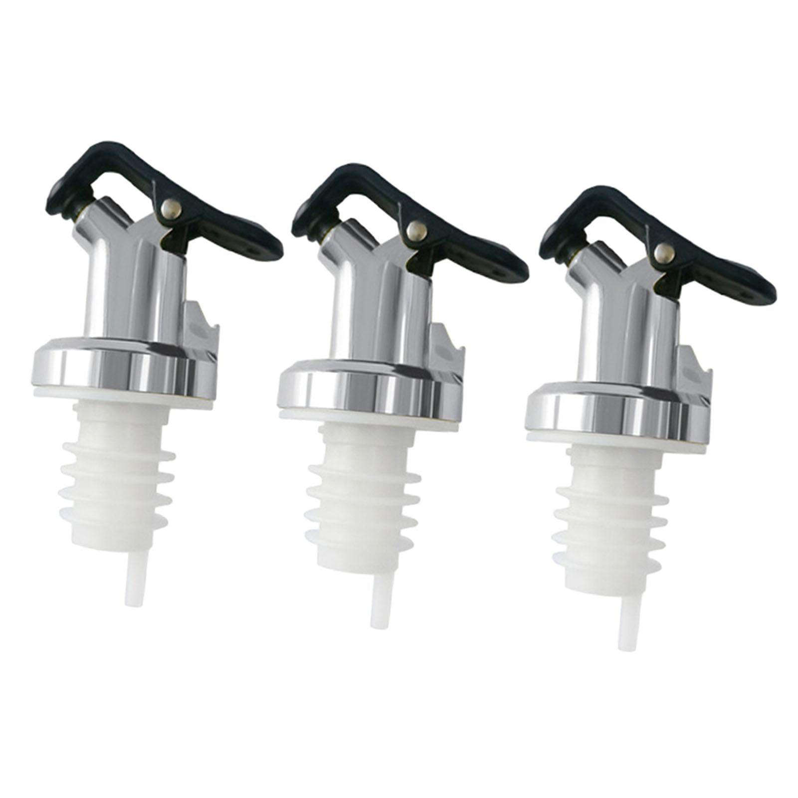 3x Liquor Pour Spouts Versatile Liquor Bottle Pourers for Seasoning Wine Bar Silver