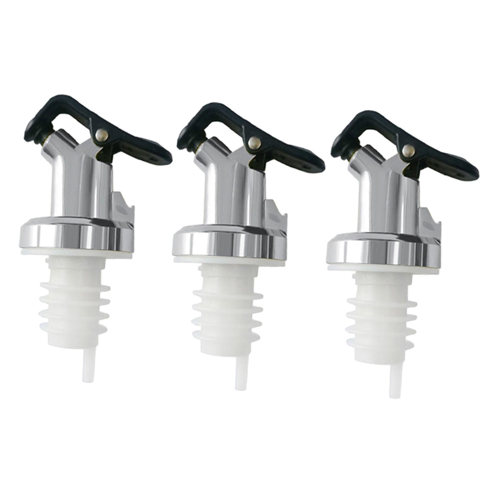 3x Liquor Pour Spouts Versatile Liquor Bottle Pourers for Seasoning Wine Bar Silver