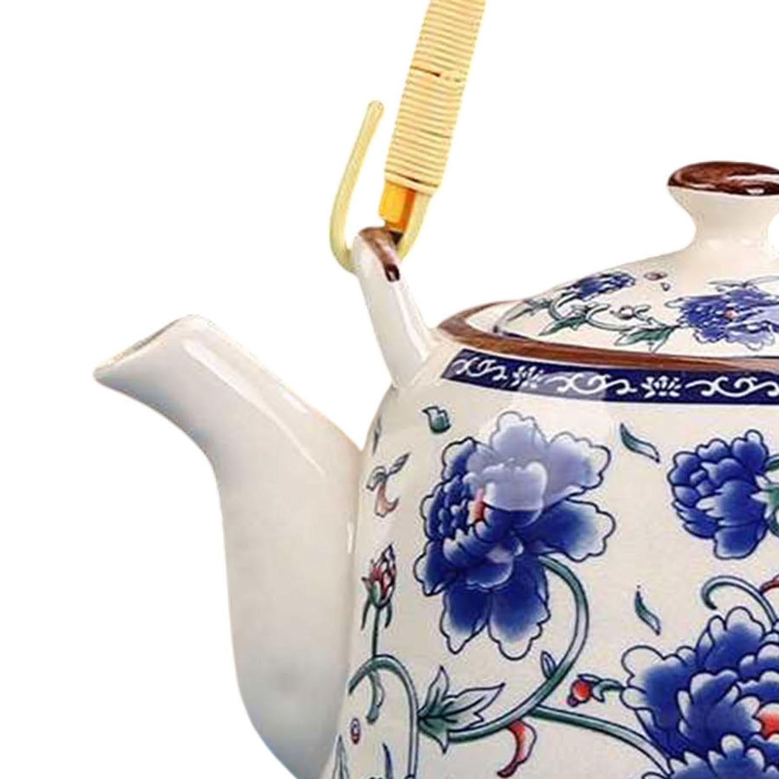 Porcelain Teapot Traditional Water Kettle for Household Outdoor Indoor Hotel peony