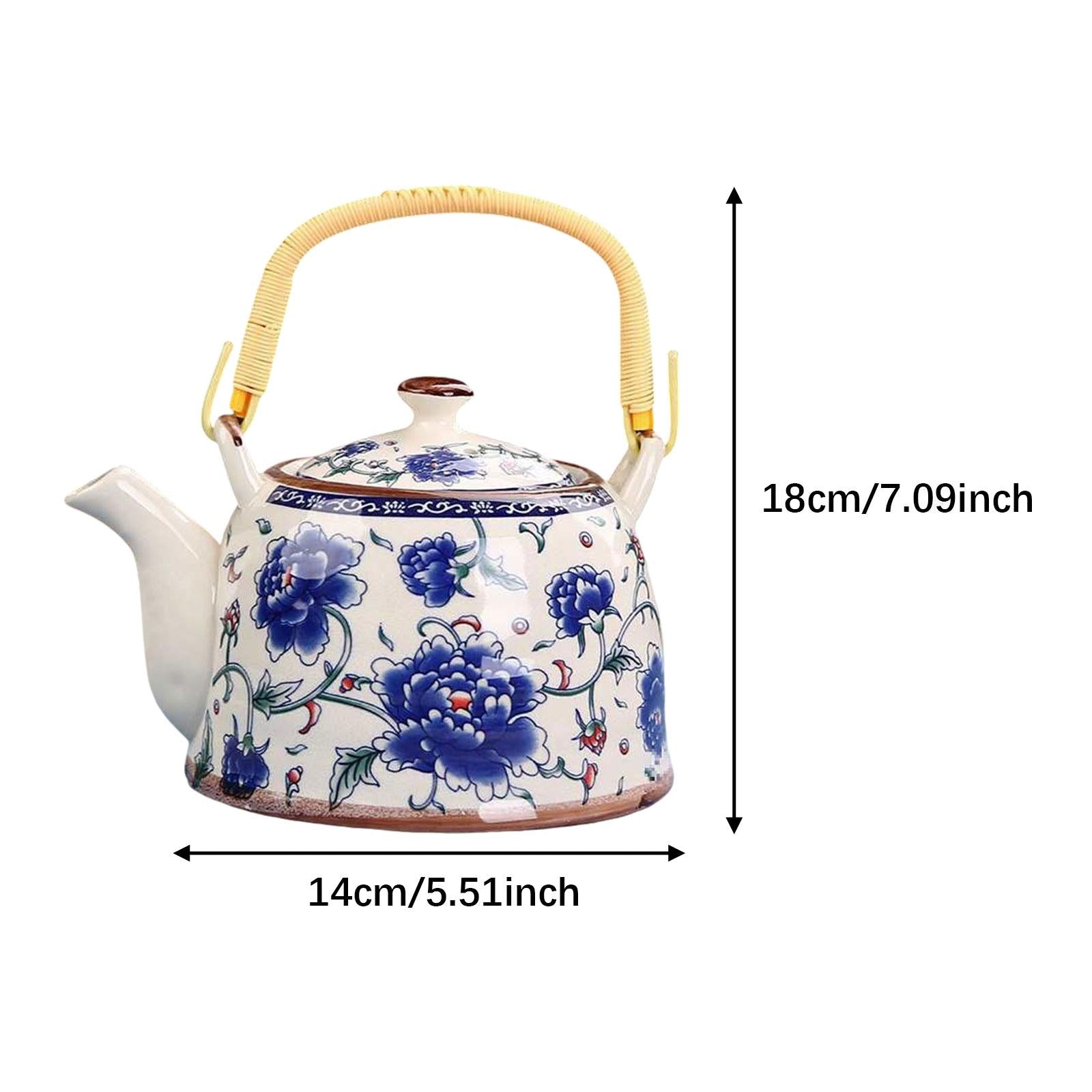 Porcelain Teapot Traditional Water Kettle for Household Outdoor Indoor Hotel peony