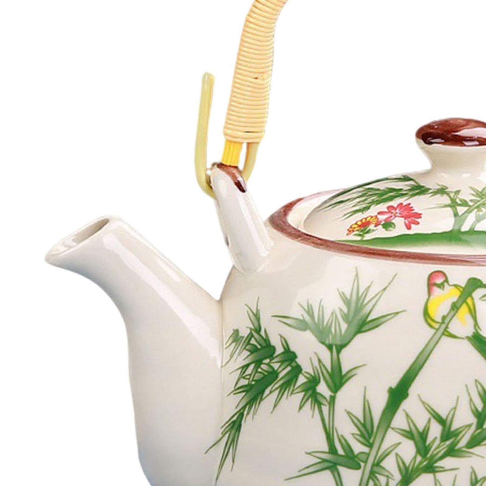 Porcelain Teapot Traditional Water Kettle for Household Outdoor Indoor Hotel bamboo pattern