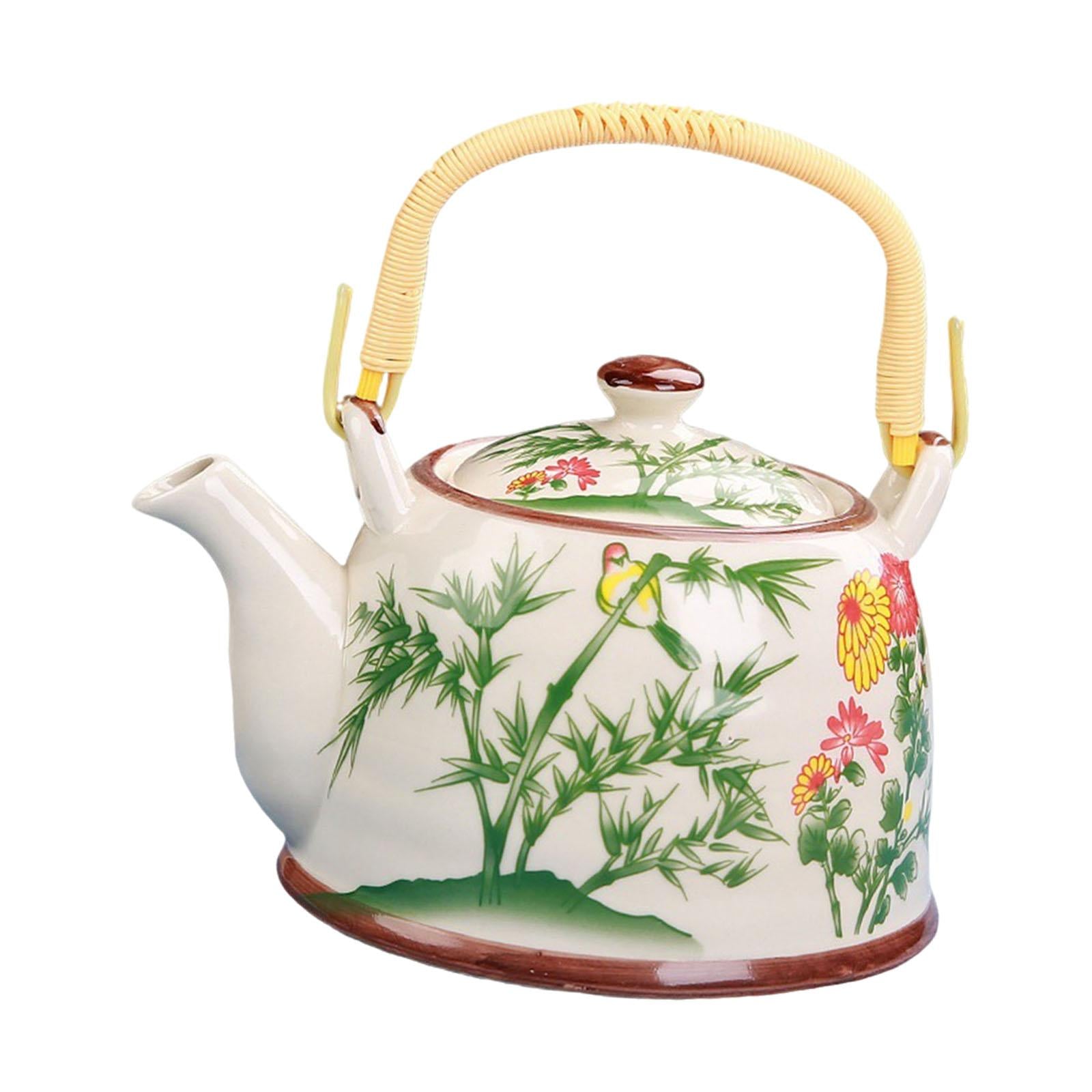 Porcelain Teapot Traditional Water Kettle for Household Outdoor Indoor Hotel bamboo pattern