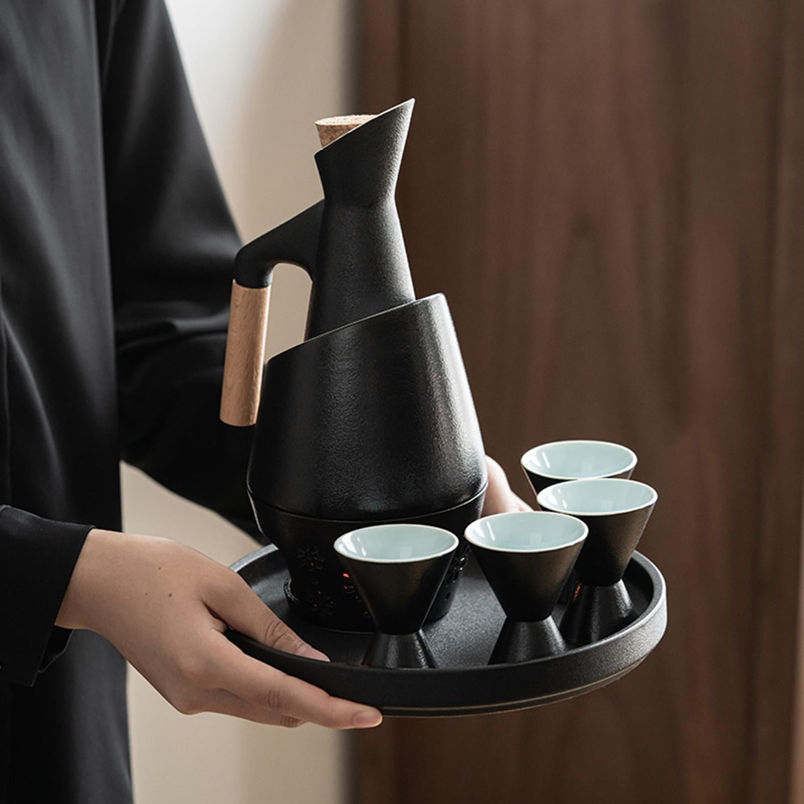 Ceramic Sake Set Carafe Porcelain Pottery for Gift Tea Party Sake Enthusiast