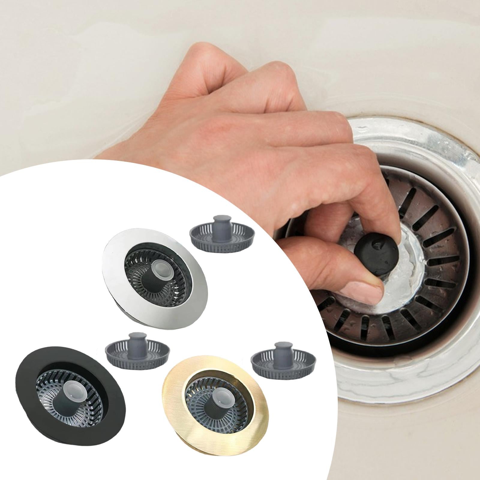 Kitchen Sink Drain Strainer Lightweight Rustproof Prevents Odor Sink Stopper silver