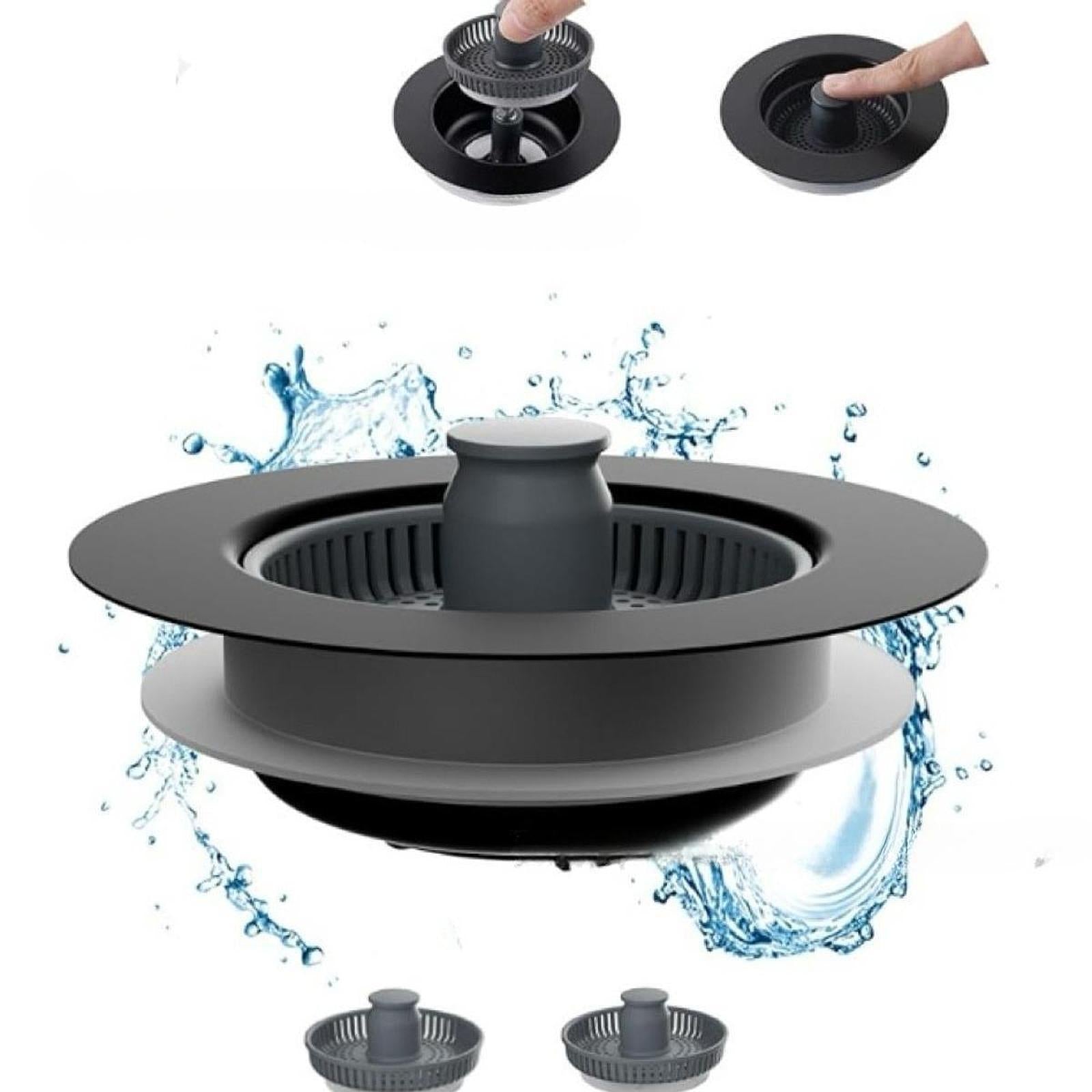 Kitchen Sink Drain Strainer Lightweight Rustproof Prevents Odor Sink Stopper black
