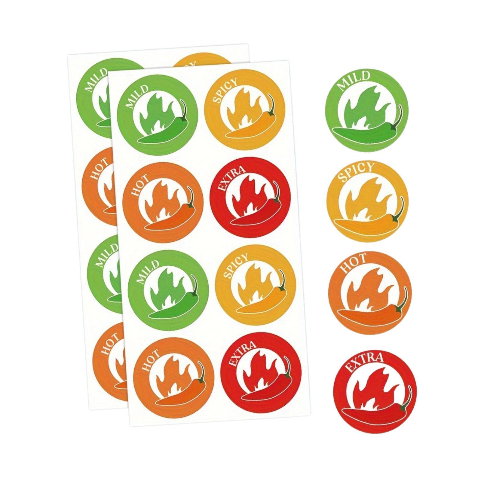 80x Chili Stickers 1.50inch Spicy Level Stickers for Kitchen Home Food Truck