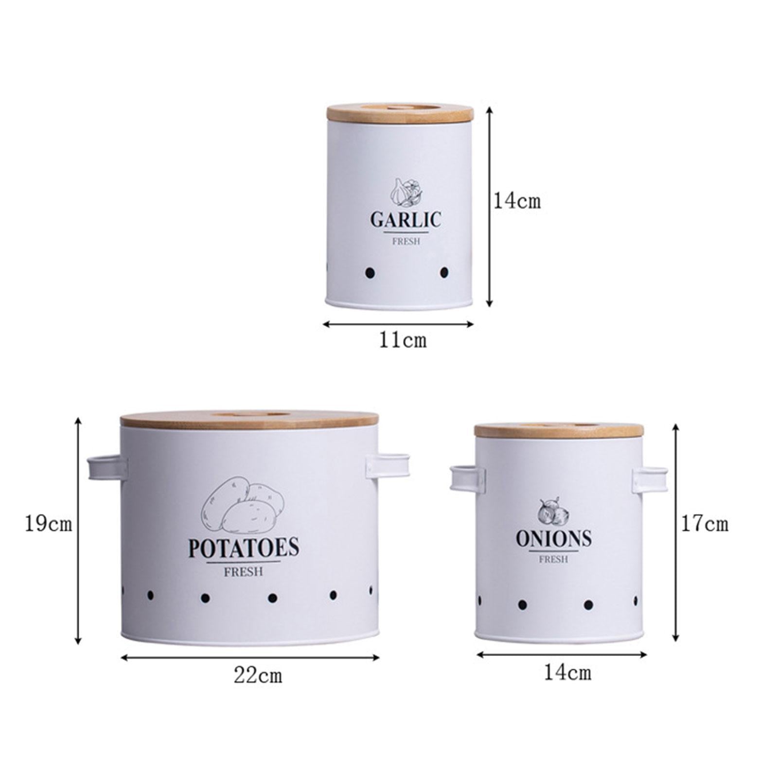3 Pieces Potato Onion Garlic Kitchen Storage Canister for Countertop Camping White