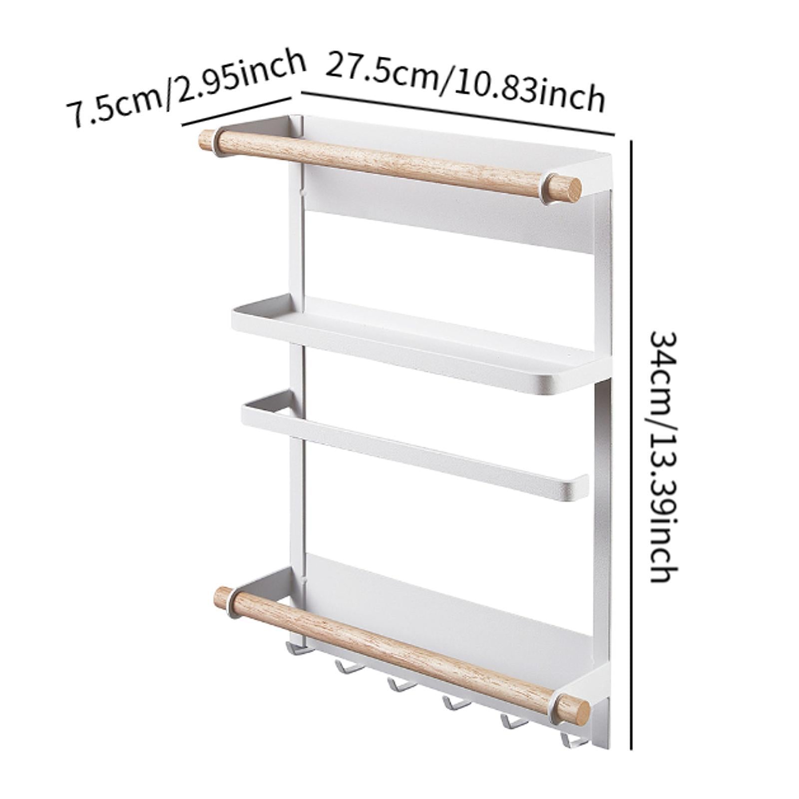 Refrigerator Organizer Versatile with Paper Towel Holder Magnetic Spice Rack White