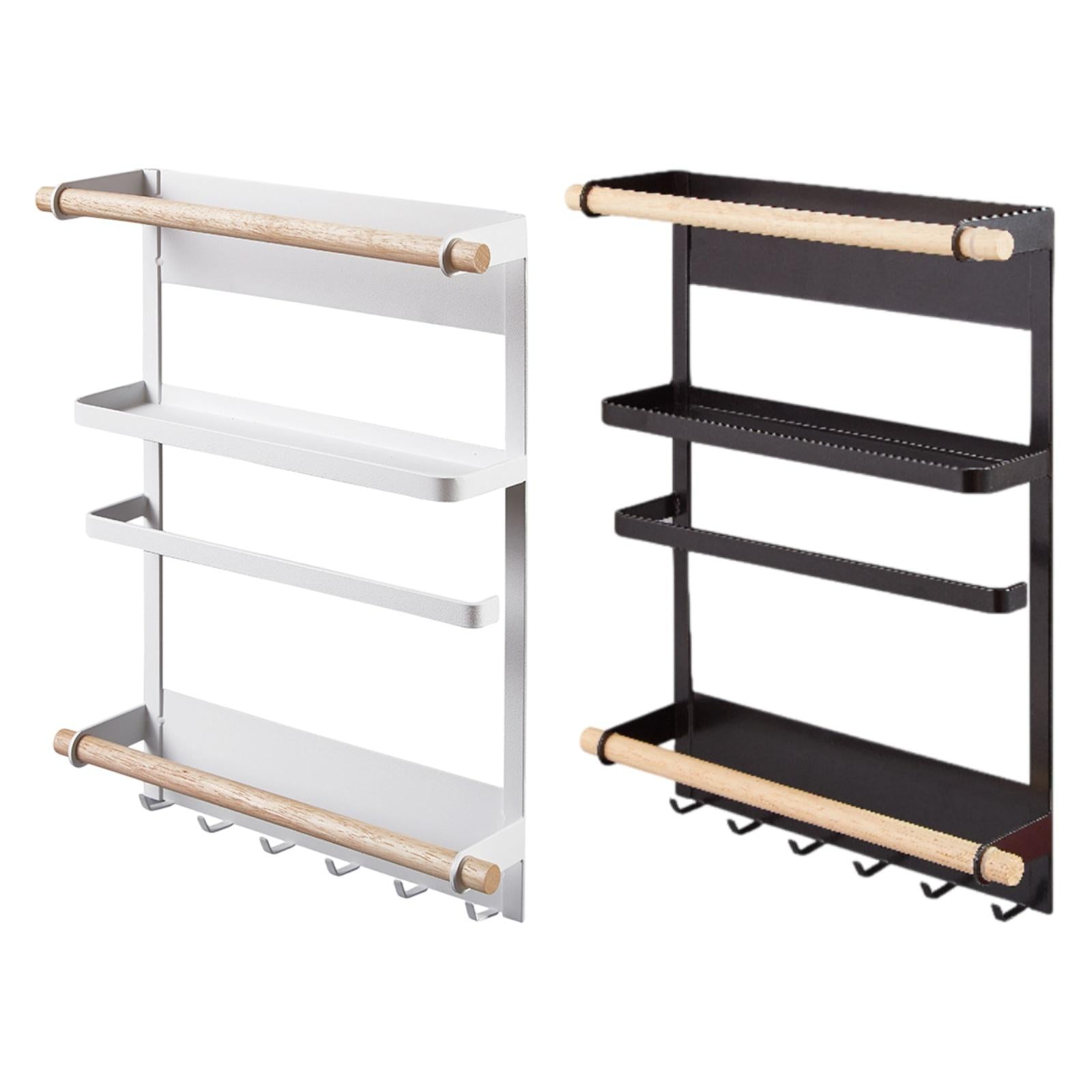 Refrigerator Organizer Versatile with Paper Towel Holder Magnetic Spice Rack White