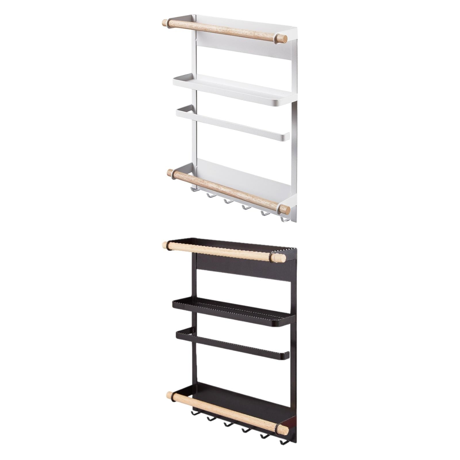 Refrigerator Organizer Versatile with Paper Towel Holder Magnetic Spice Rack White