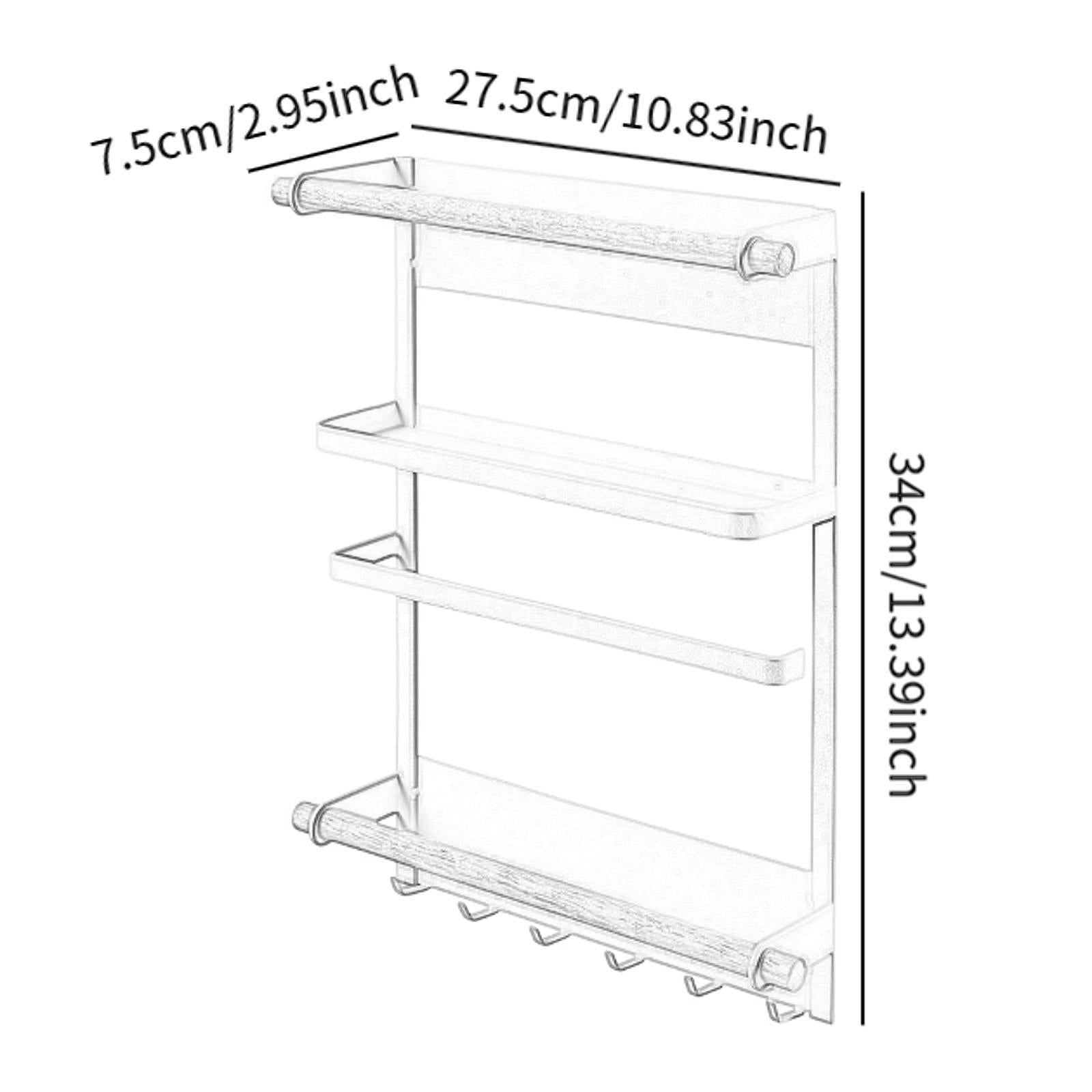 Refrigerator Organizer Versatile with Paper Towel Holder Magnetic Spice Rack Black