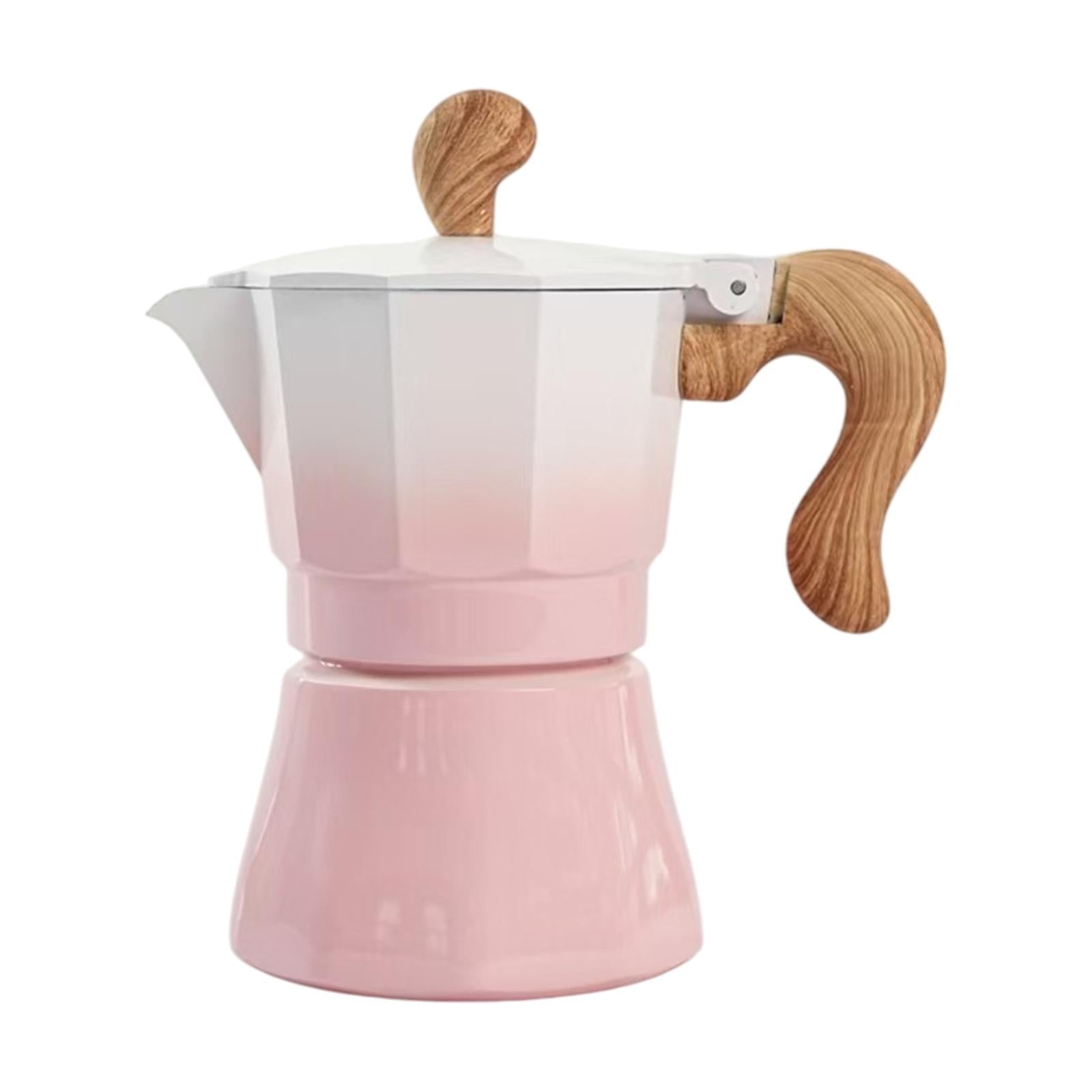 150ml Moka Pot Coffee Maker Pot for Cappuccino or Latte Sturdy Single Valve Pink