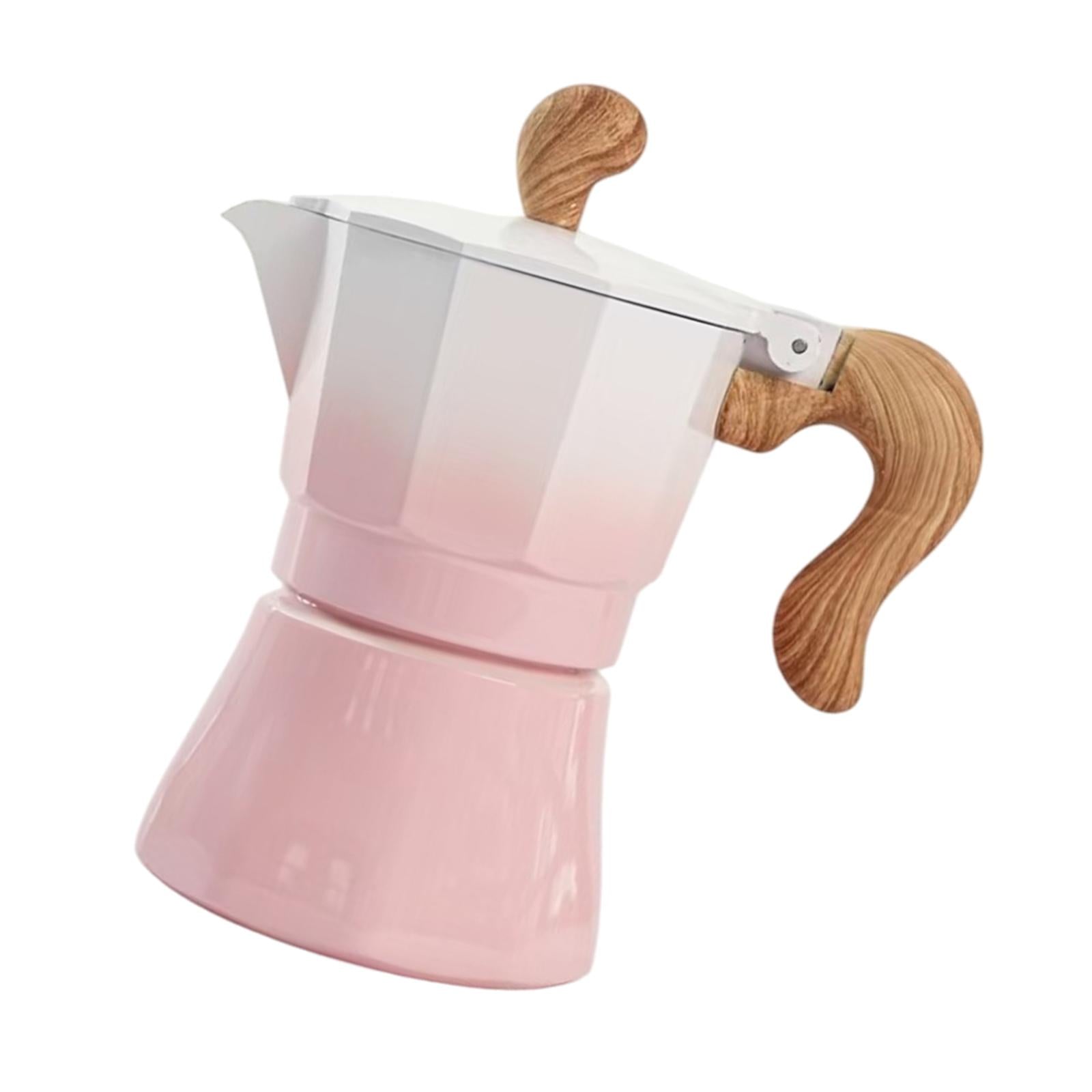 150ml Moka Pot Coffee Maker Pot for Cappuccino or Latte Sturdy Single Valve Pink