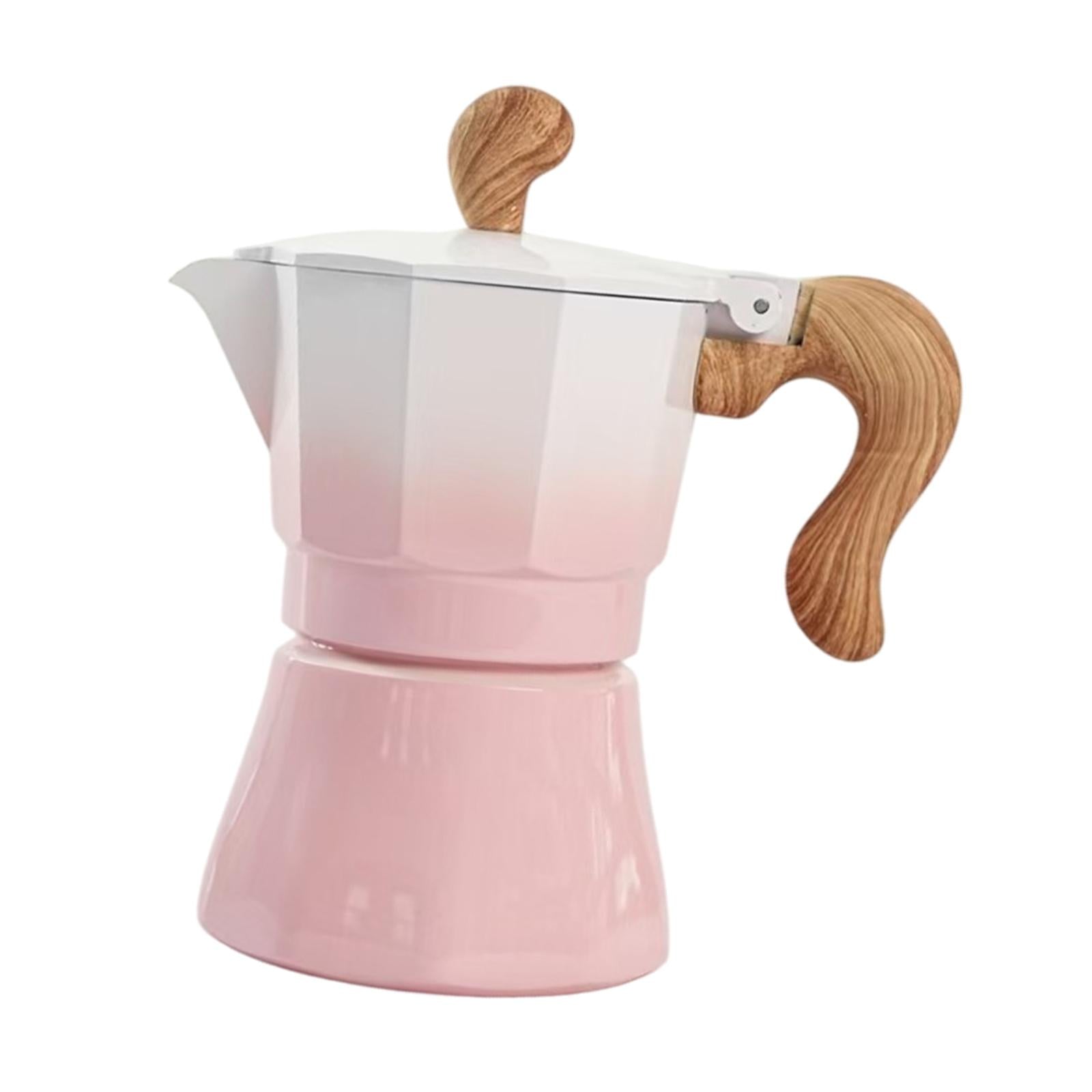 150ml Moka Pot Coffee Maker Pot for Cappuccino or Latte Sturdy Single Valve Pink
